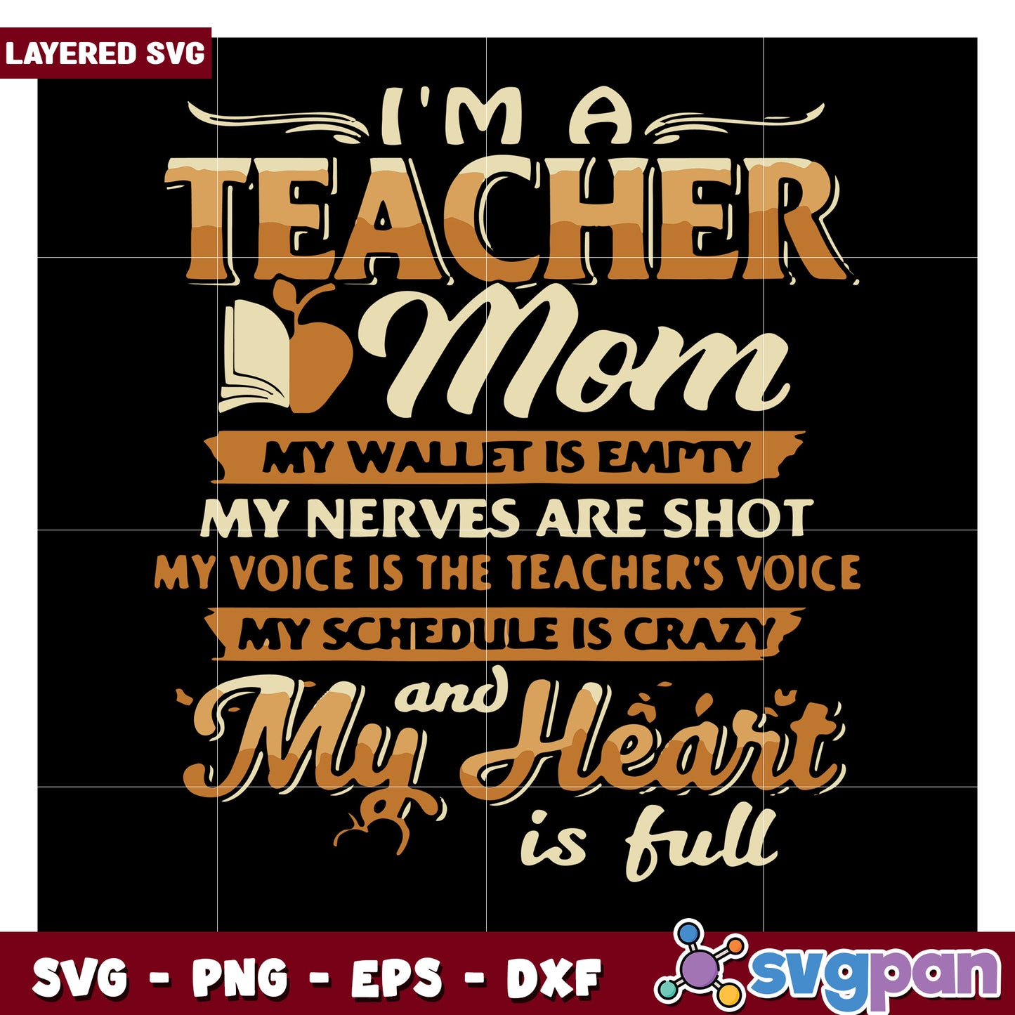 I'm a Teacher Mom SVG Design, Perfect for Gift and Décor