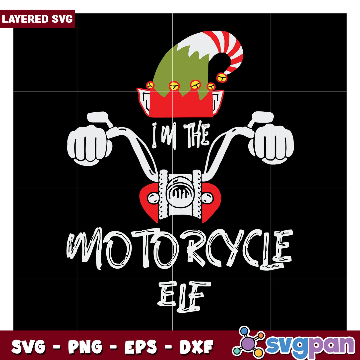 I'm the Motorcycle Elf SVG Design, Perfect for Holiday Crafts