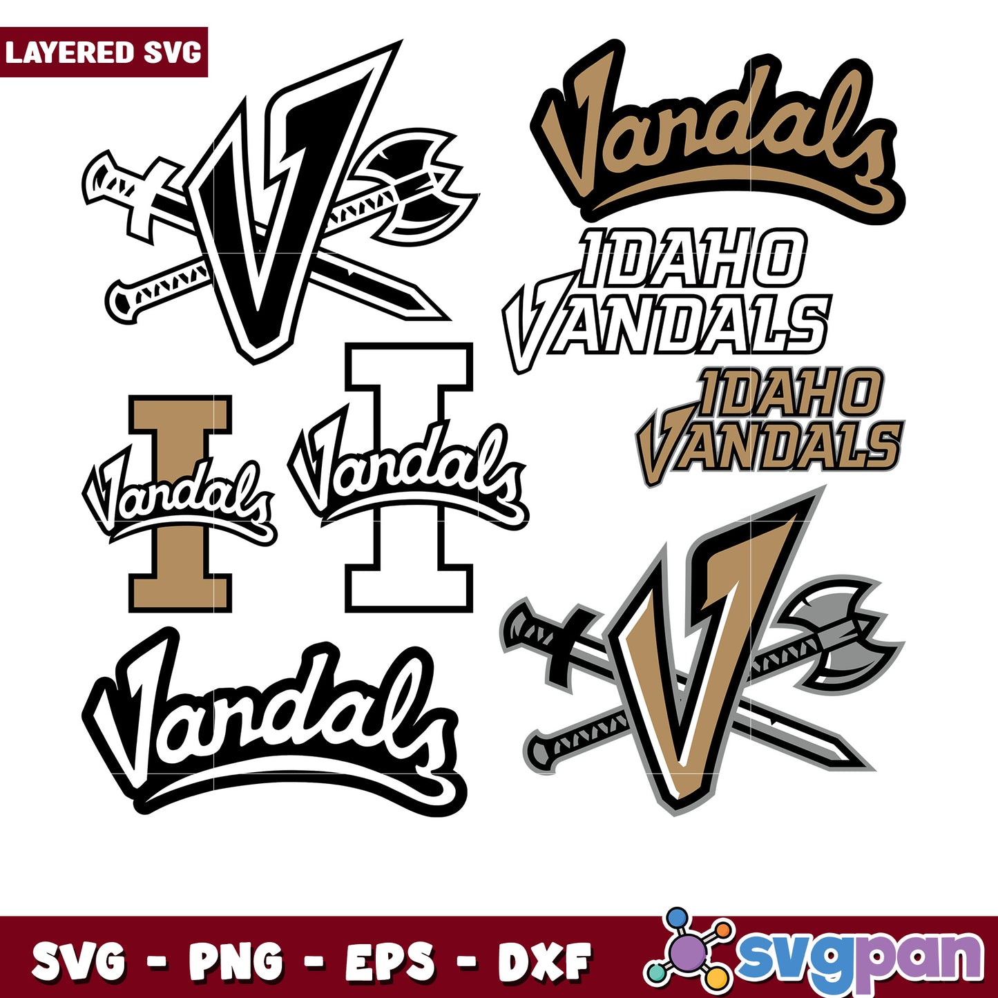 Idaho Vandals SVG Bundle Layered Designs