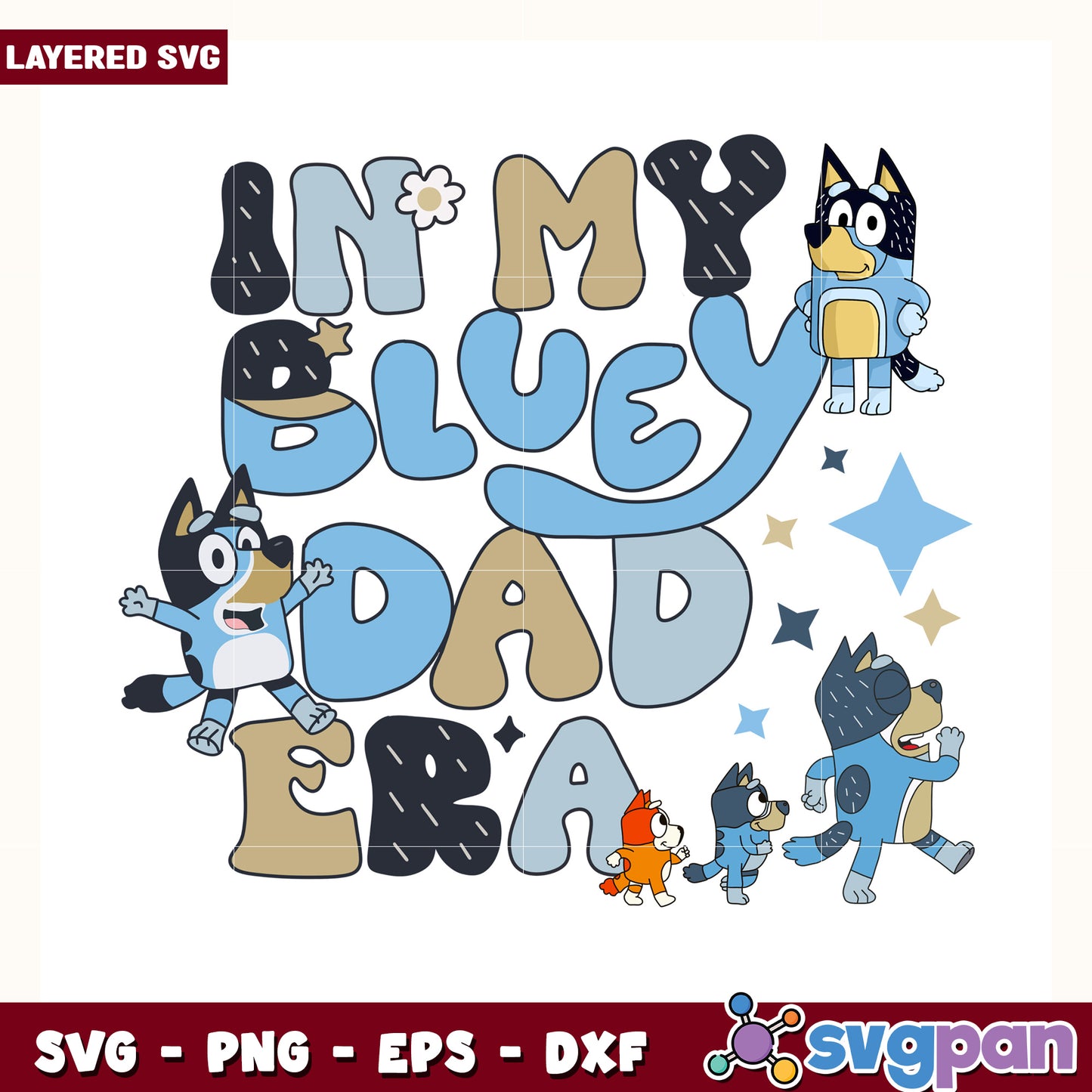 In my bluey dad era svg, cute dog cartoon svg, bluey and bingo svg