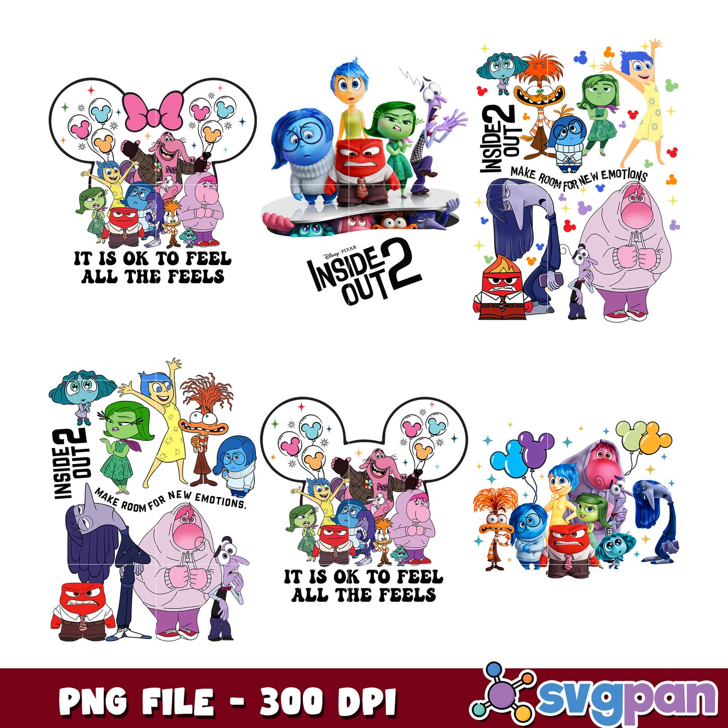Inside Out 2 Bundle PNG Fun Emotions Art Files