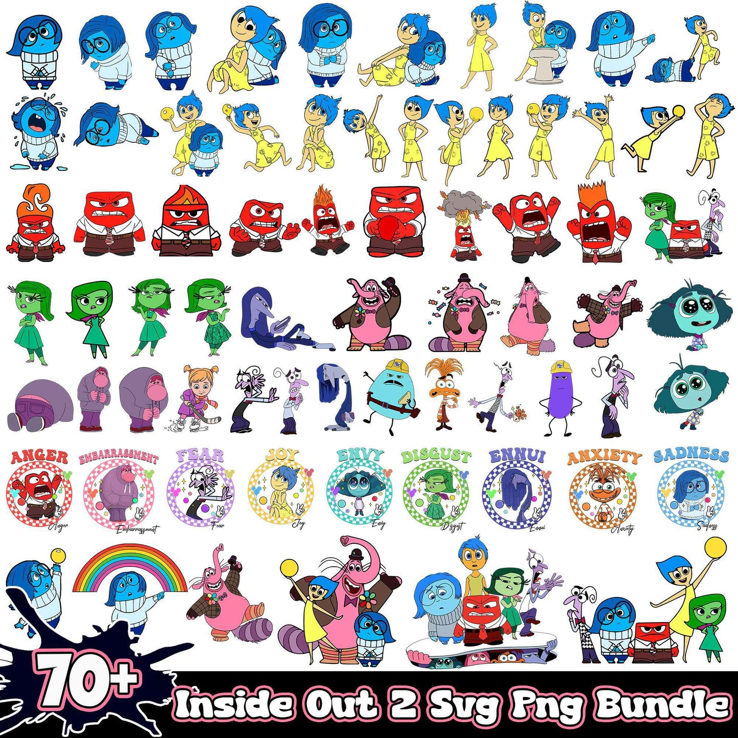 Inside Out 2 SVG PNG Bundle 70+ Characters