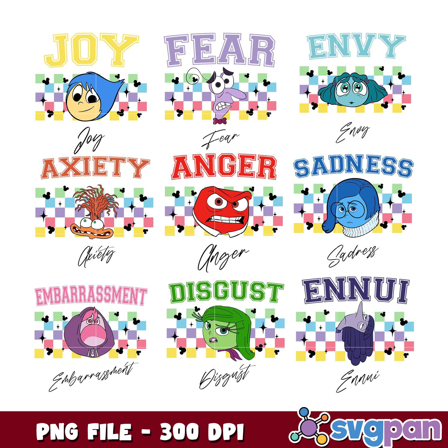 Inside Out Emotions PNG Bundle 300 DPI