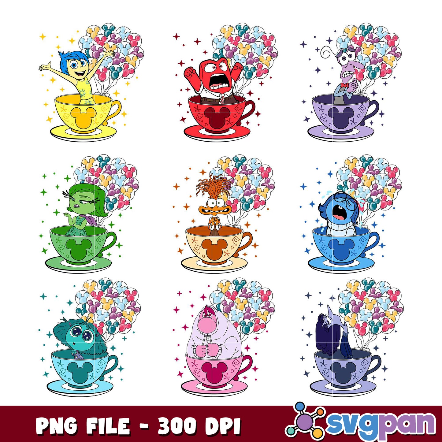 Inside Out Teacups PNG Bundle