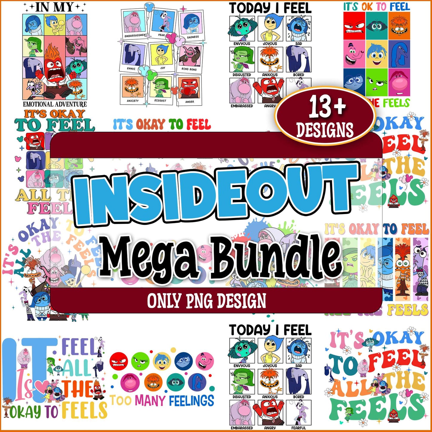 Inside out today i feel png bundle