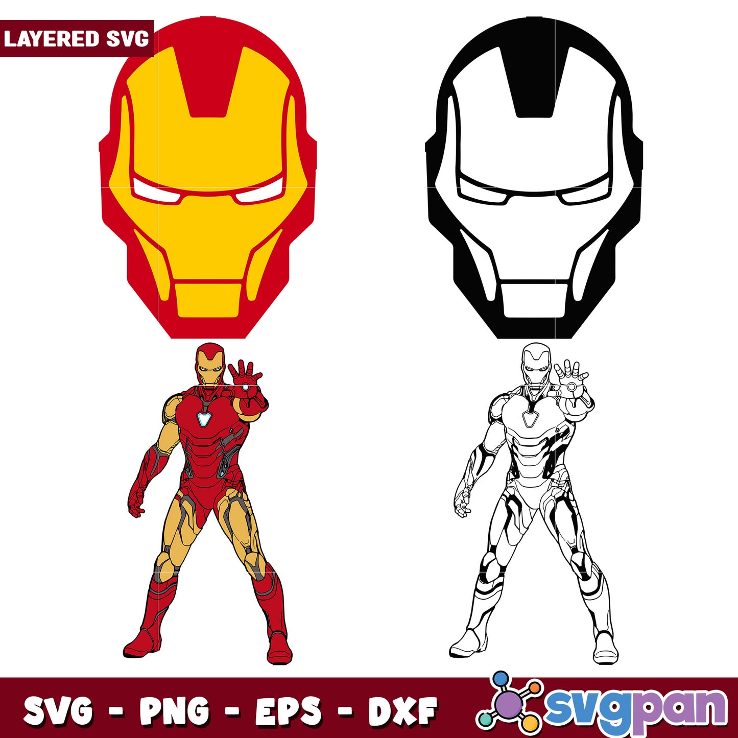 Iron Man SVG Bundle Layered Files