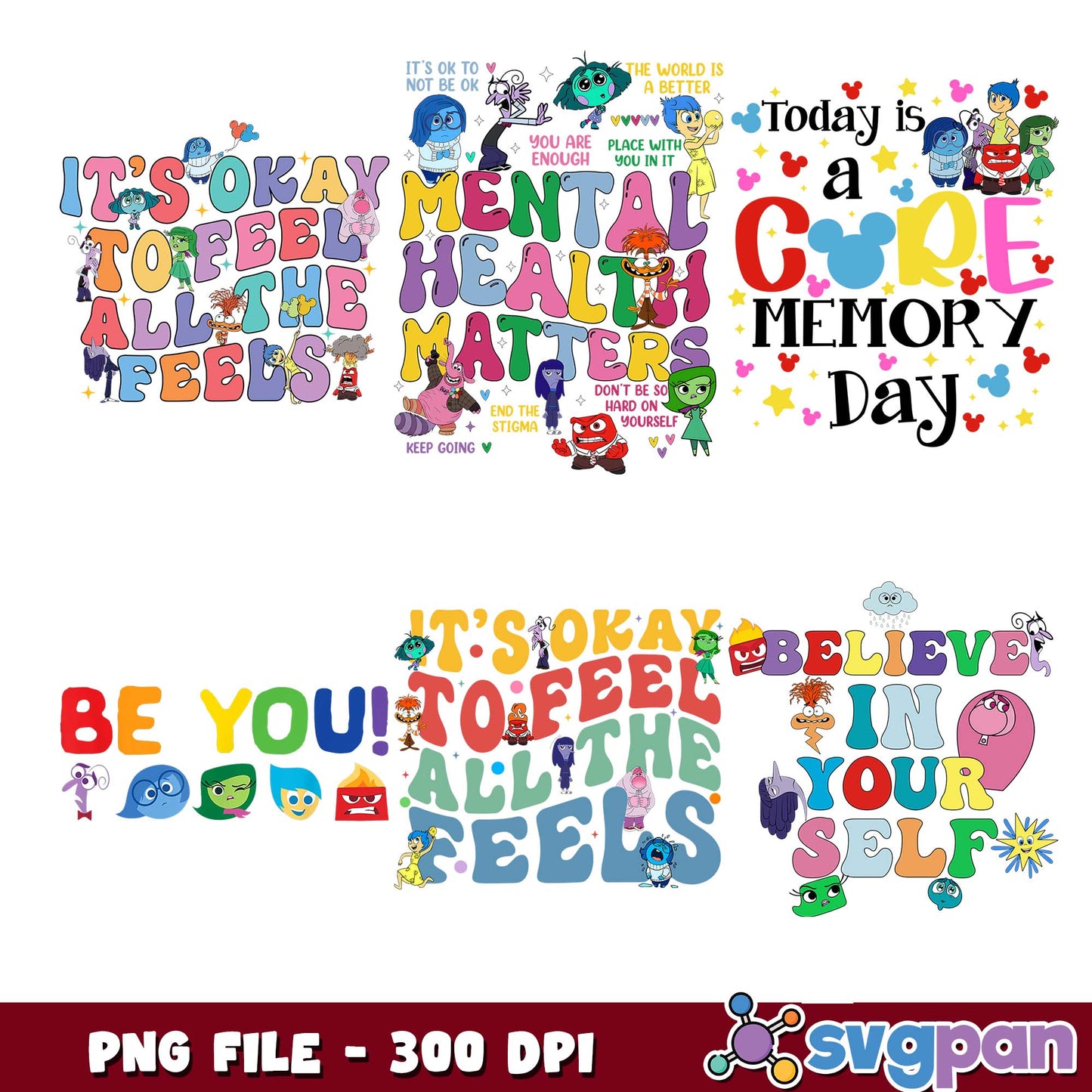 Its okay to feel all the feels design png bundle