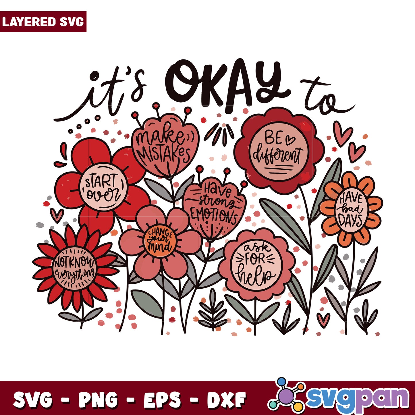 Its okay to make mistake svg, flower quotes svg, funny quote svg