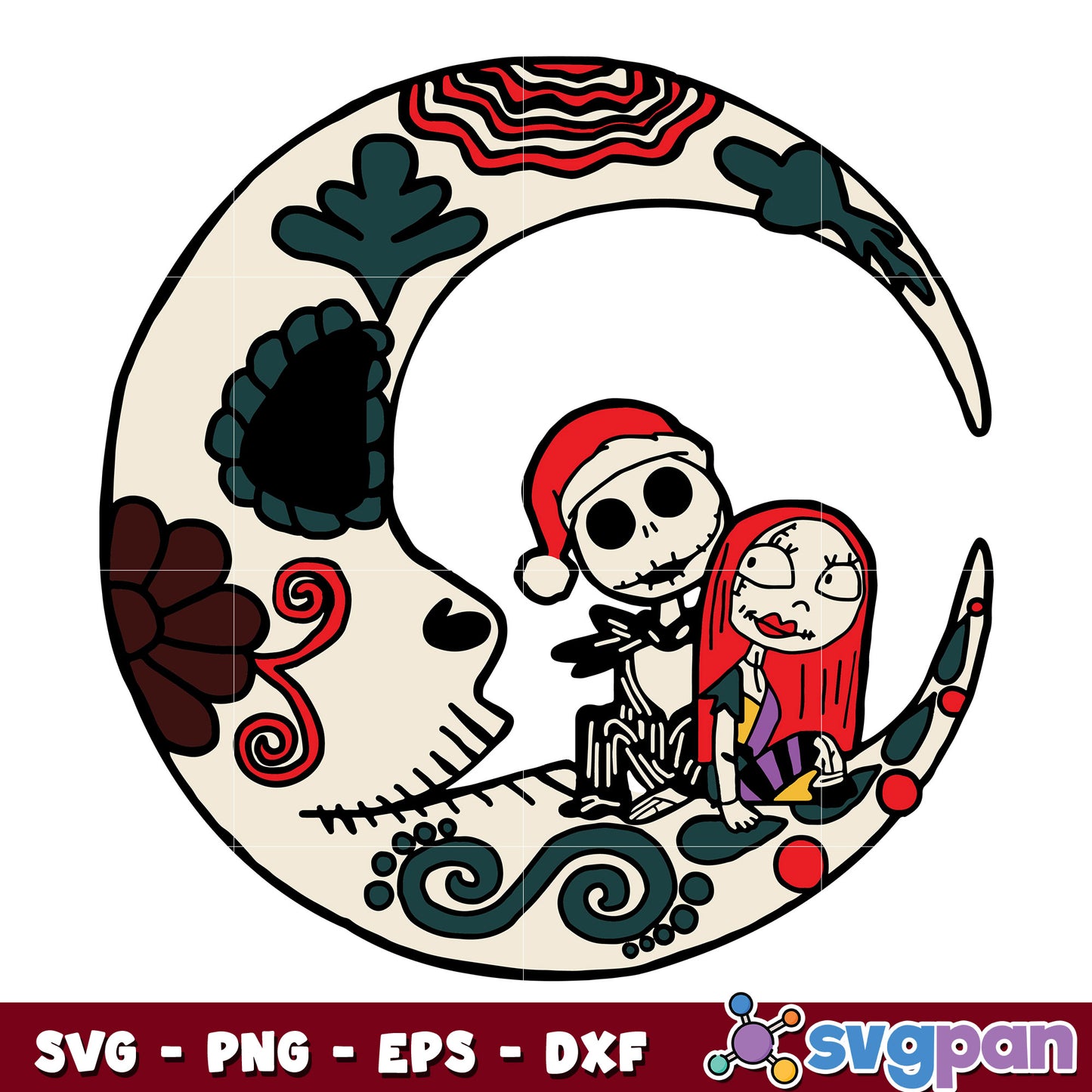 Jack And Sally Moon Witch Wicca svg