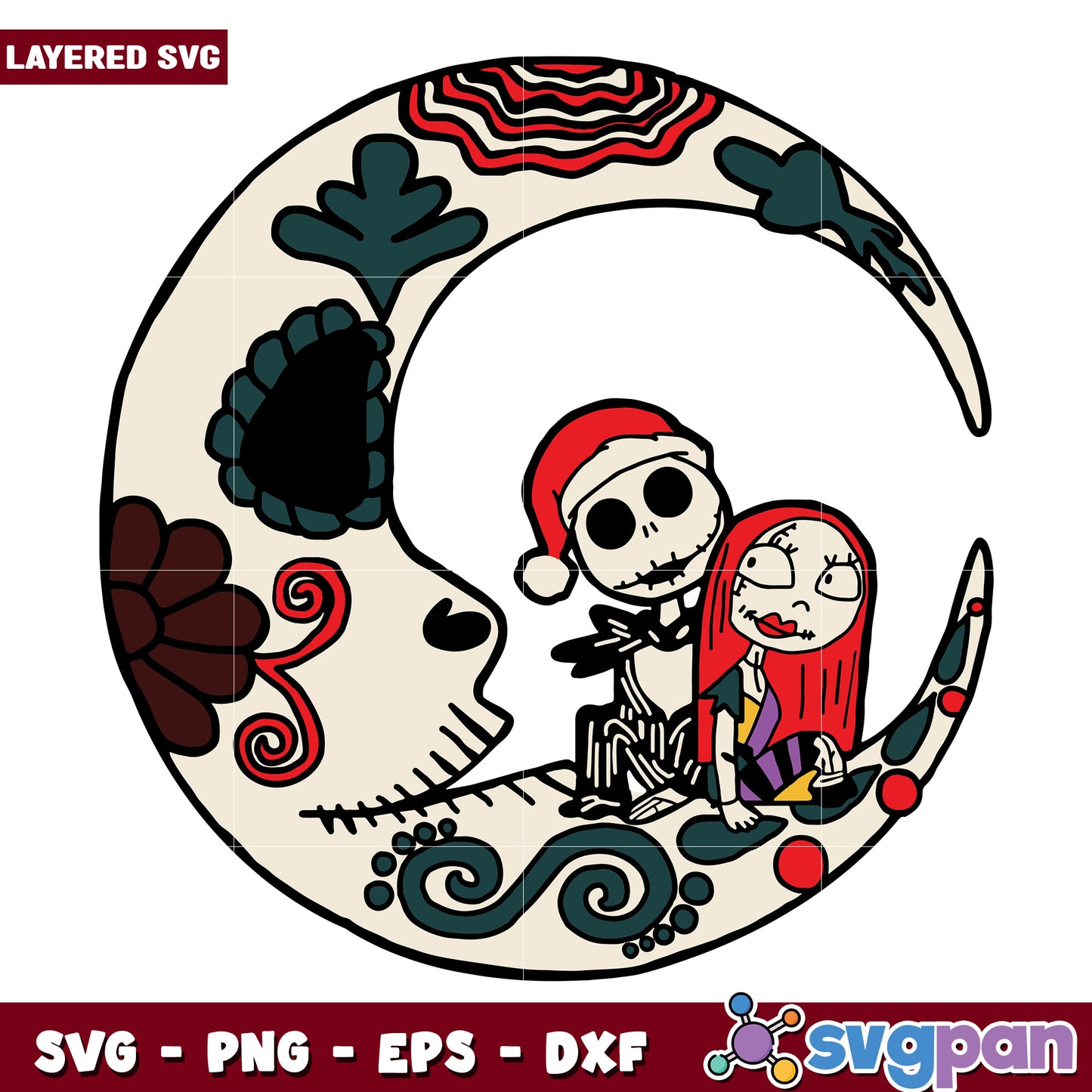 Jack and sally in the moon svg, hallowee candy svg, scary halloween svg