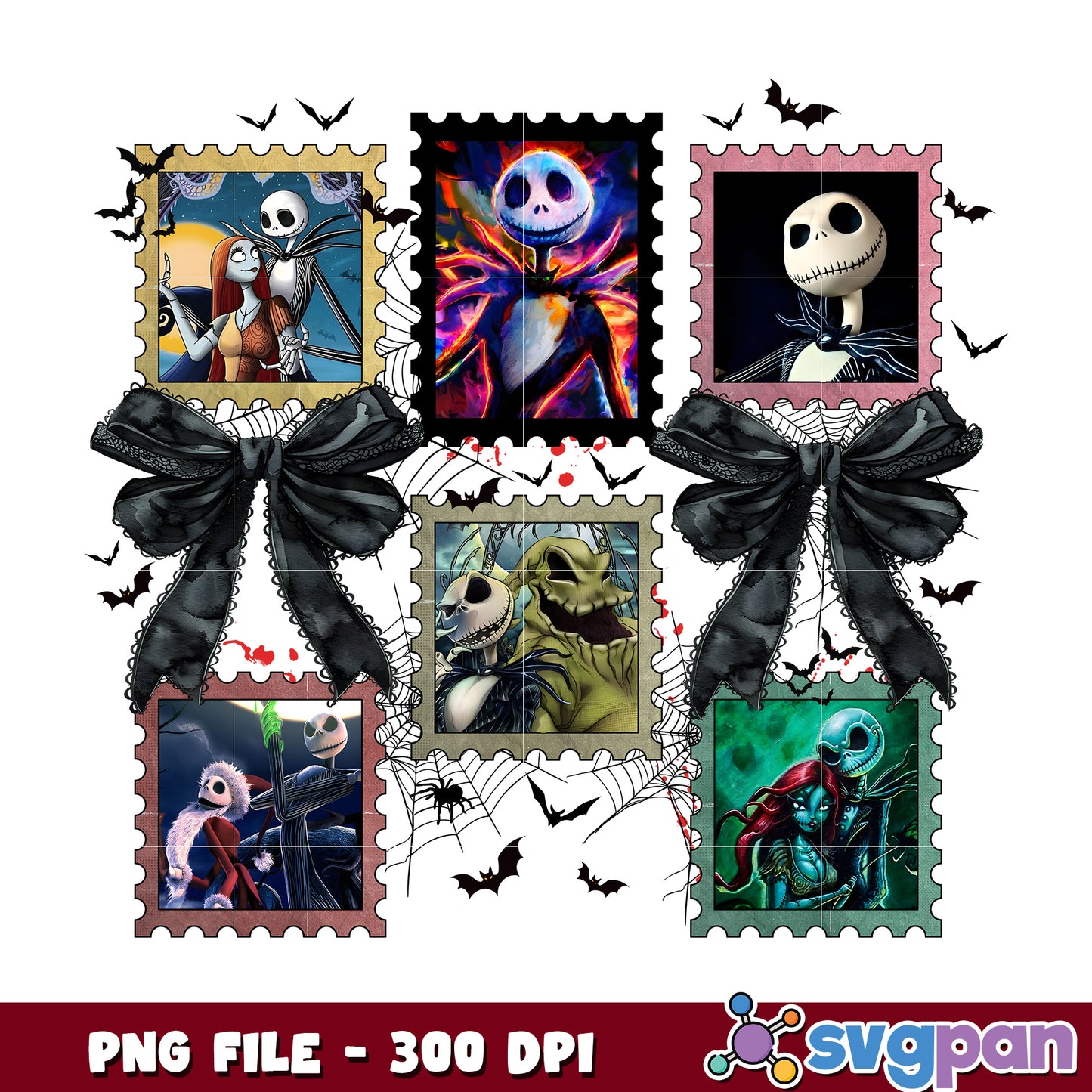 Jack nightmare and oogie boogie png, halloween candy png, trick or treat png