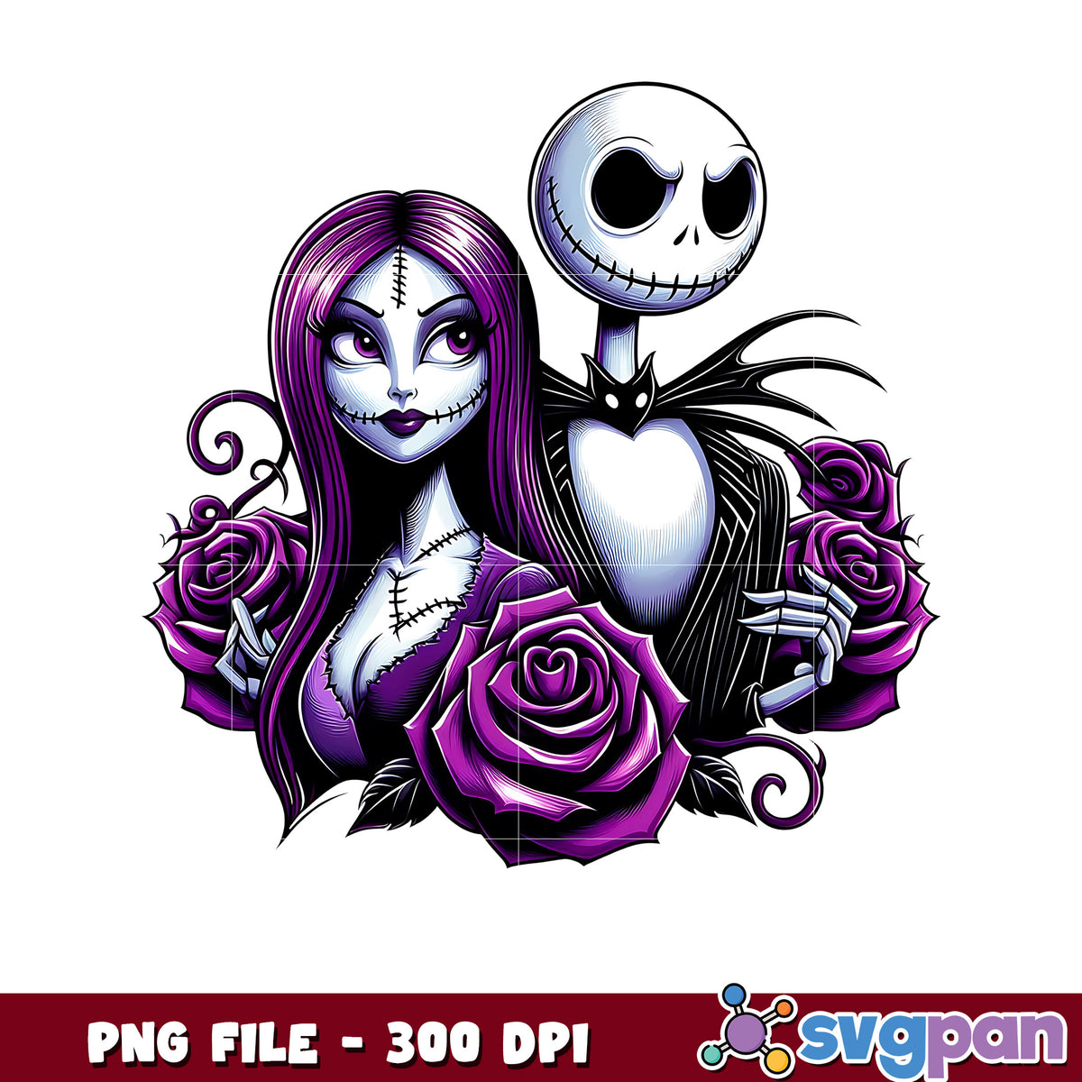 Jack skellington and wife png, spooky halloween png, halloween candy png