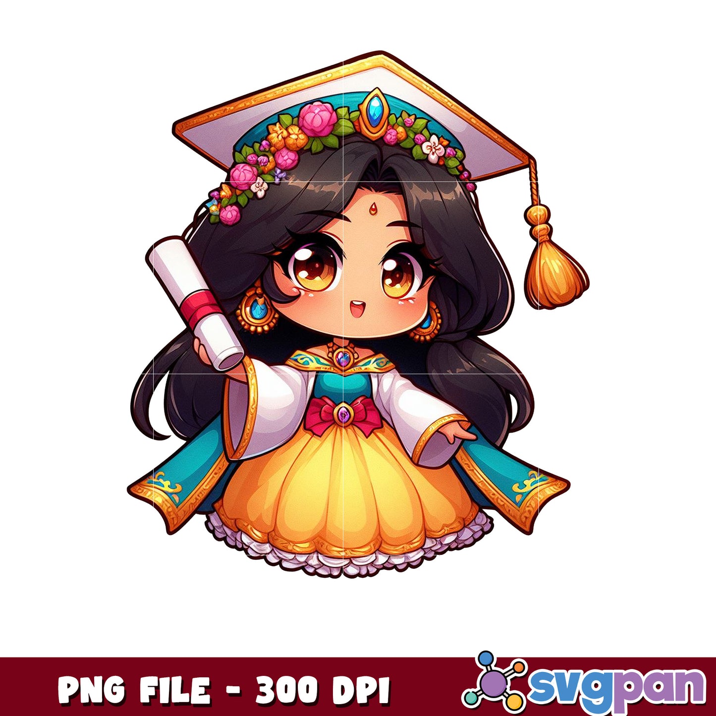 Jasmine disney graduate png, jasmine png, graduation dress png