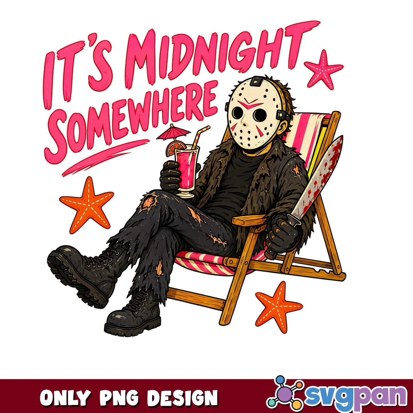Jason Voorhees Its Midnight Somewhere PNG, Horror PNG, Halloween PNG
