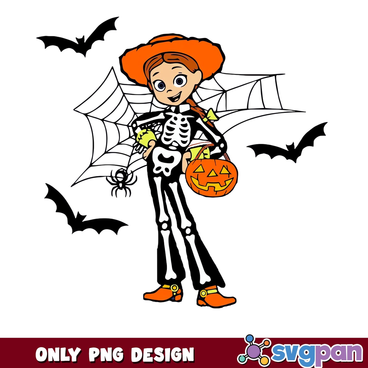 Jessie Cowgirl Skeleton Halloween PNG, Toy Story Spooky, Disney PNG