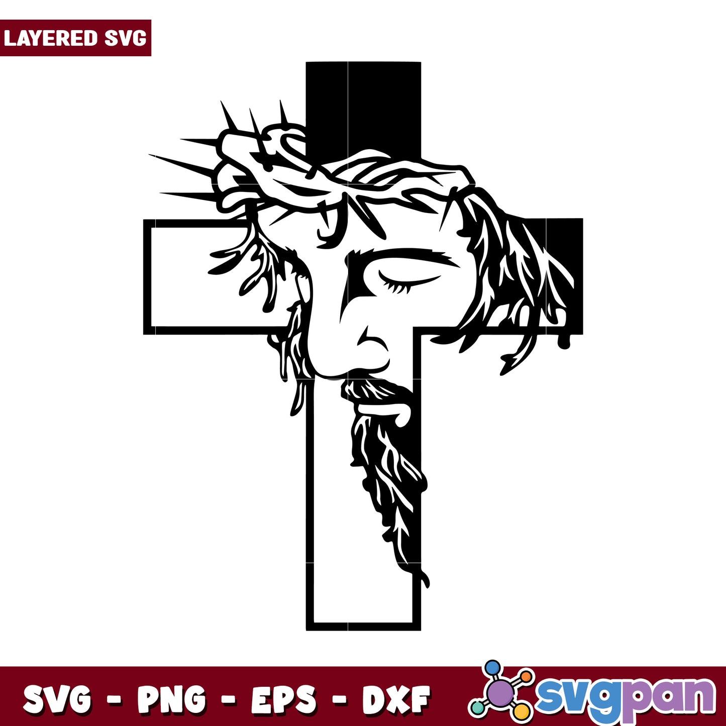Jesus Head on Cross SVG Design, perfect for crafting projects