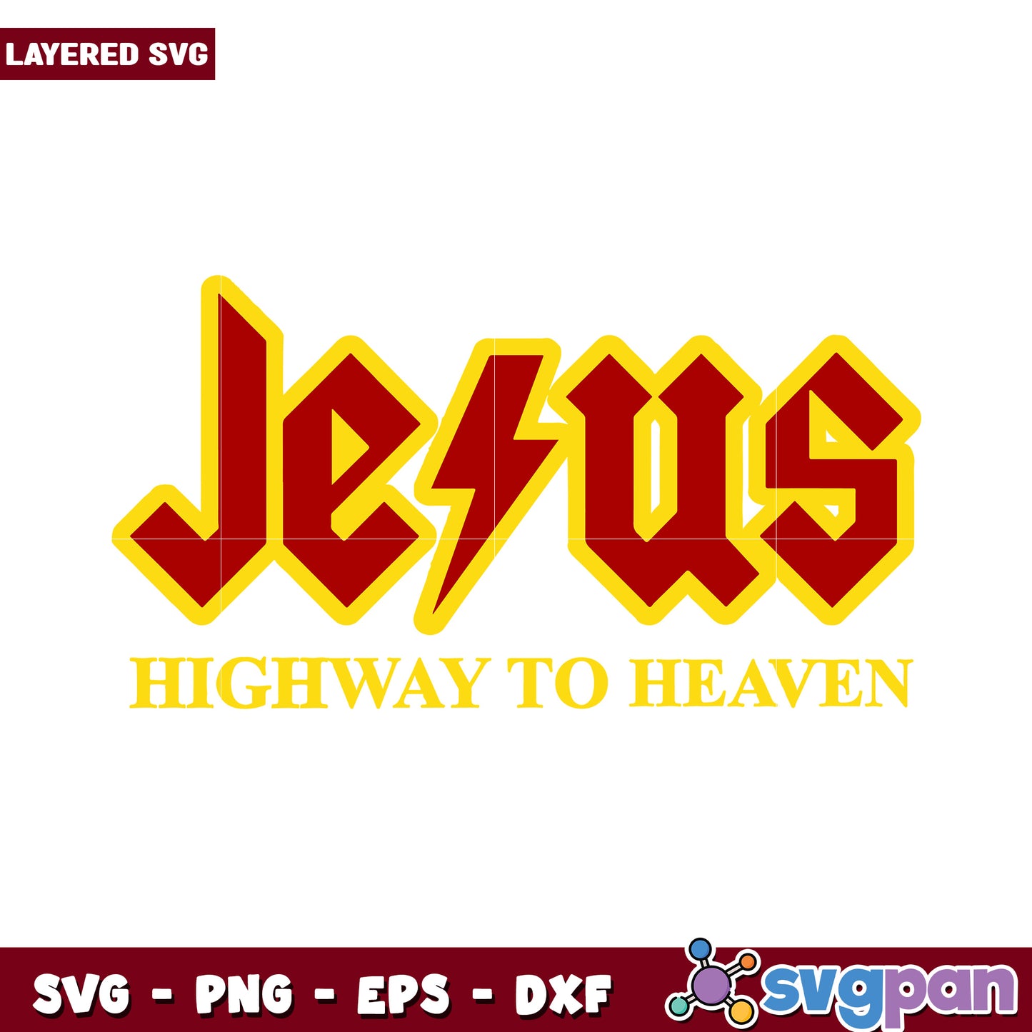Jesus Highway to Heaven layered SVG design, perfect for crafts and decor