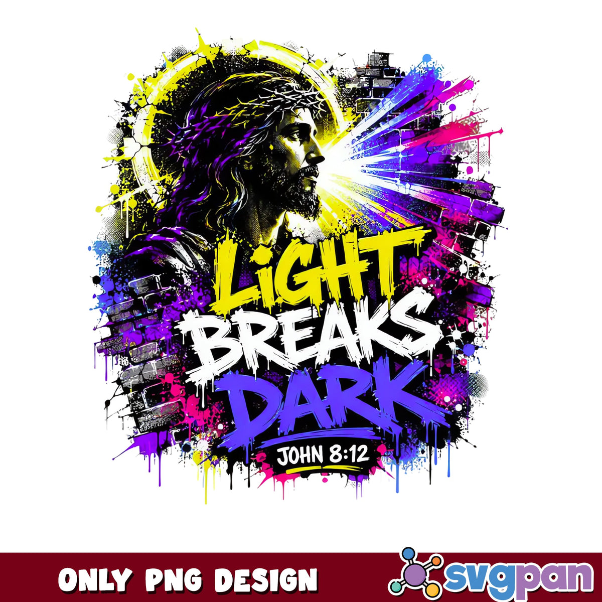 Jesus Light Breaks Dark PNG, John 8 12 Bible Verse PNG, Christian PNG