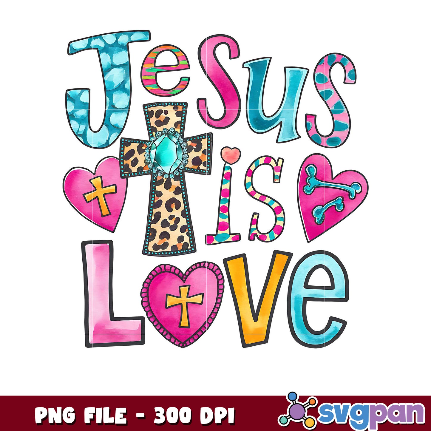 Jesus is Love PNG Design for Downloads, Perfect for Crafts