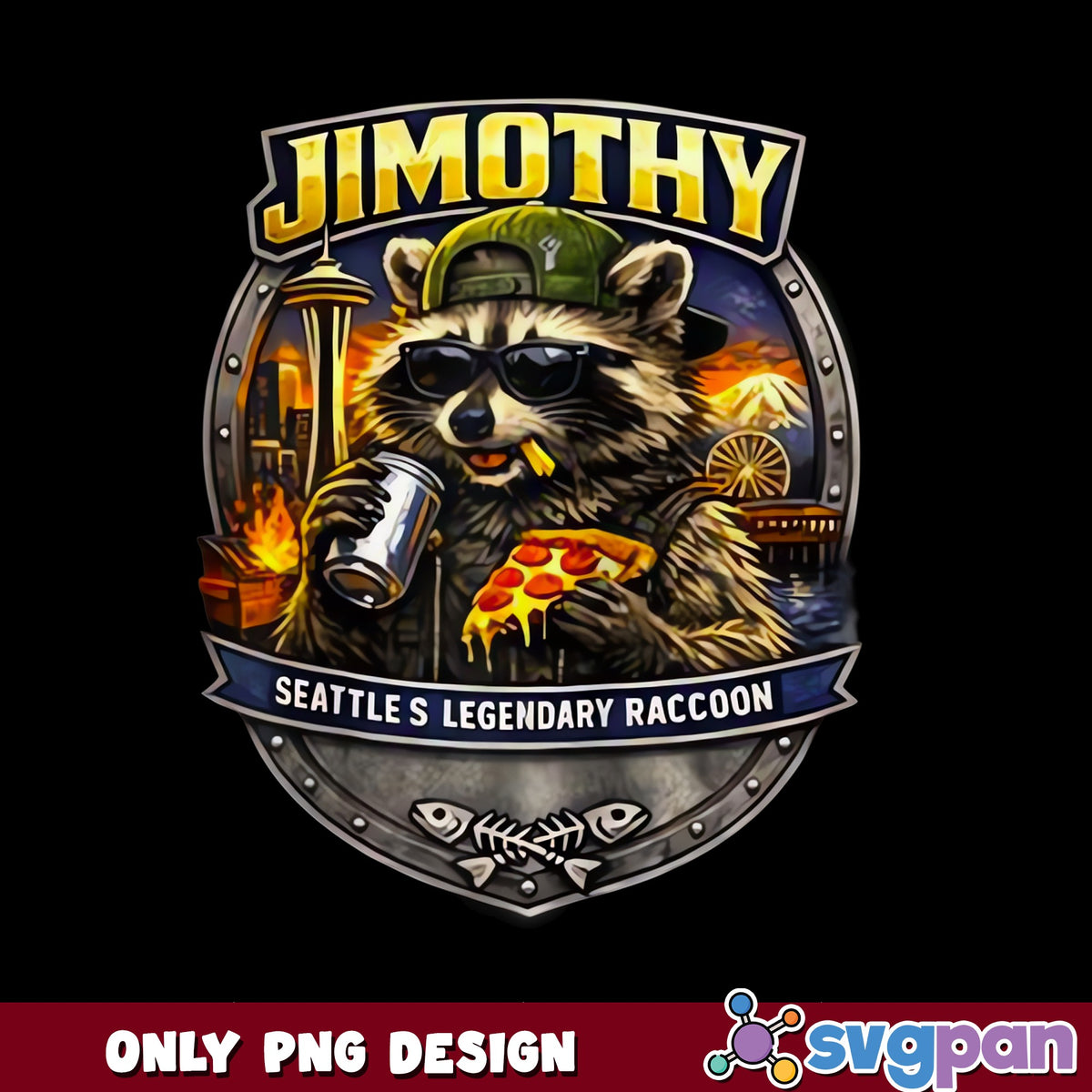 Jimothy Seattle Legendary Raccoon PNG, Funny Raccoon PNG, Seattle PNG