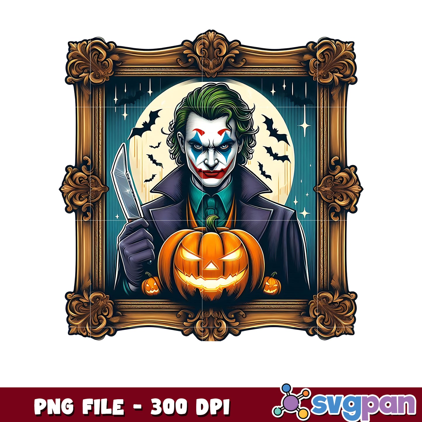 Jocker halloween picture frame png, trick or treat png, halloween holiday png