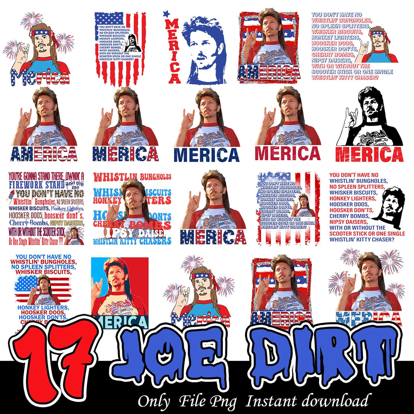 Joe Dirt PNG Bundle 17 Designs