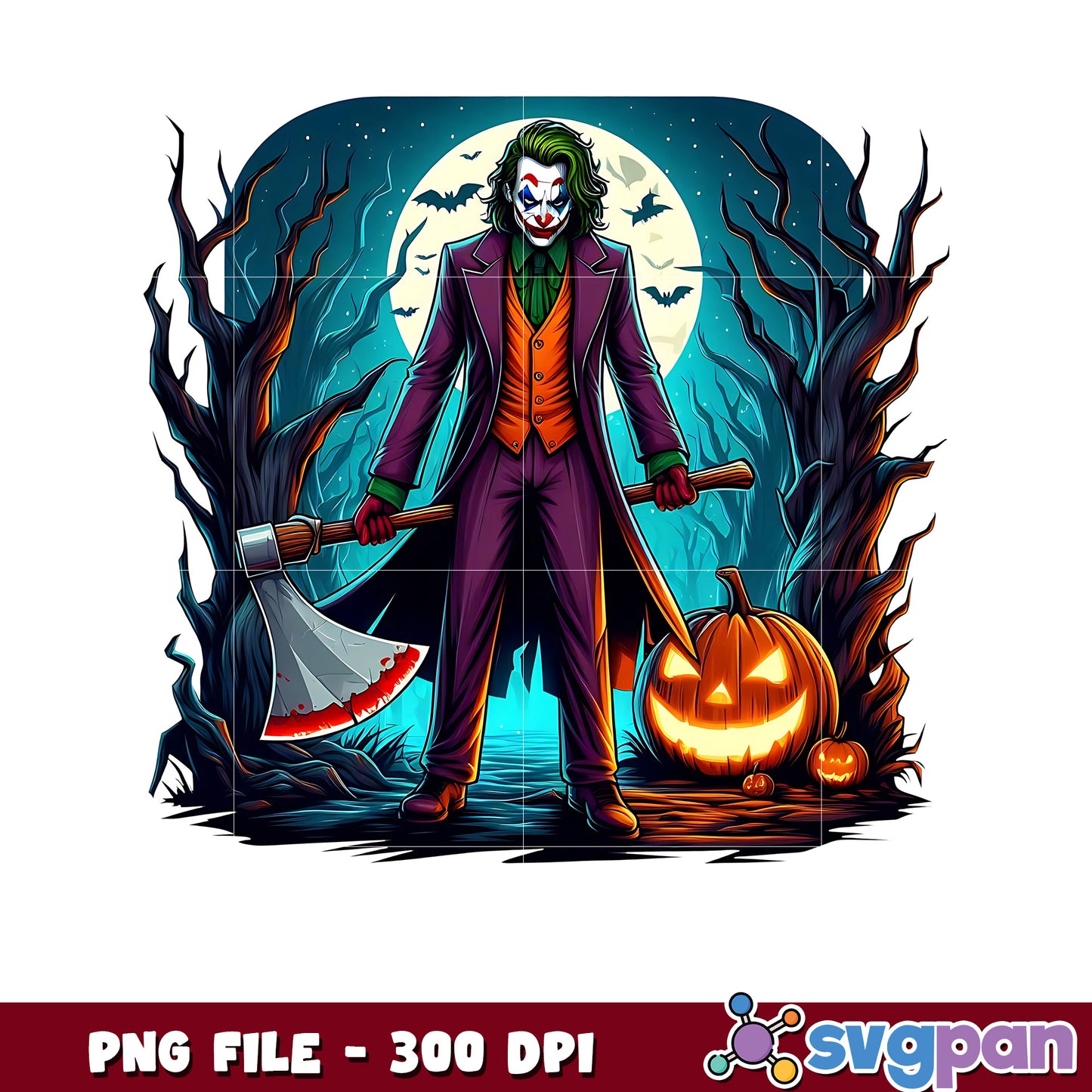 Joker halloween design png, trick or treat png, halloween holiday png