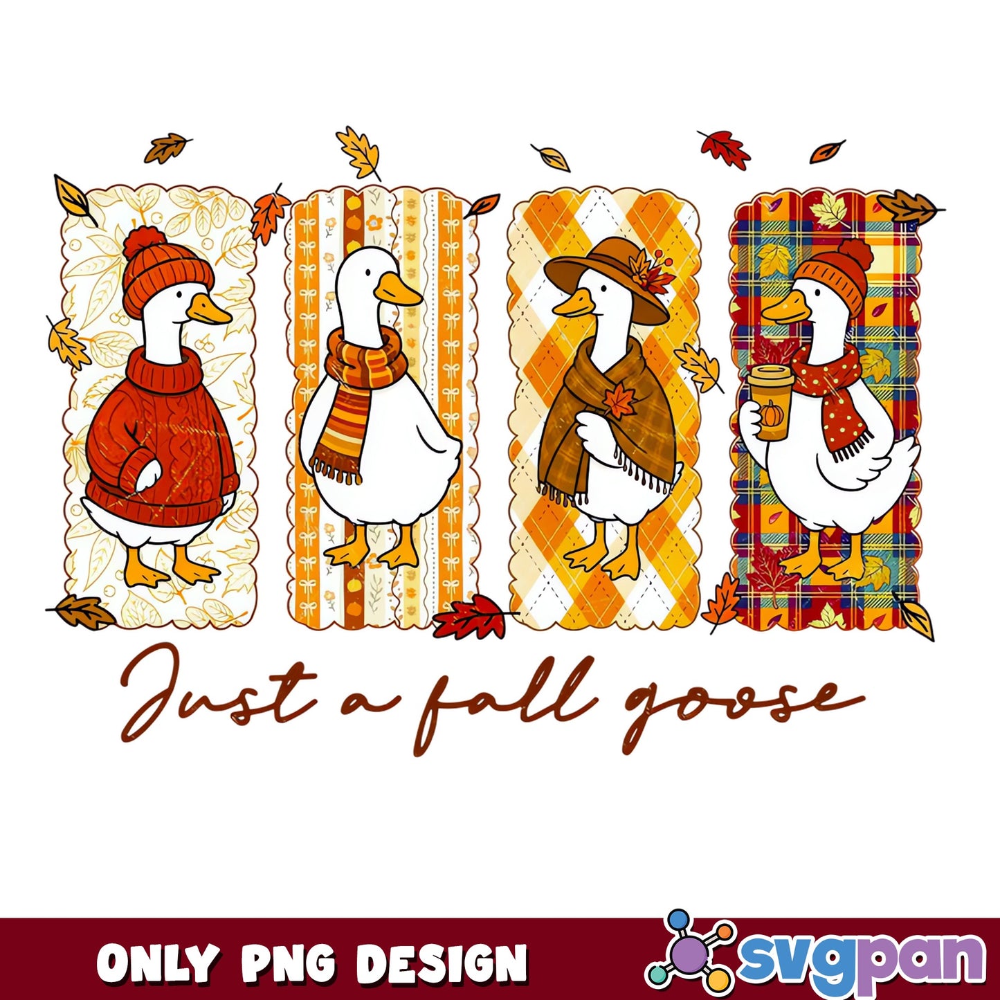 Just A Fall Goose PNG, Autumn Goose Design, Fall Season PNG