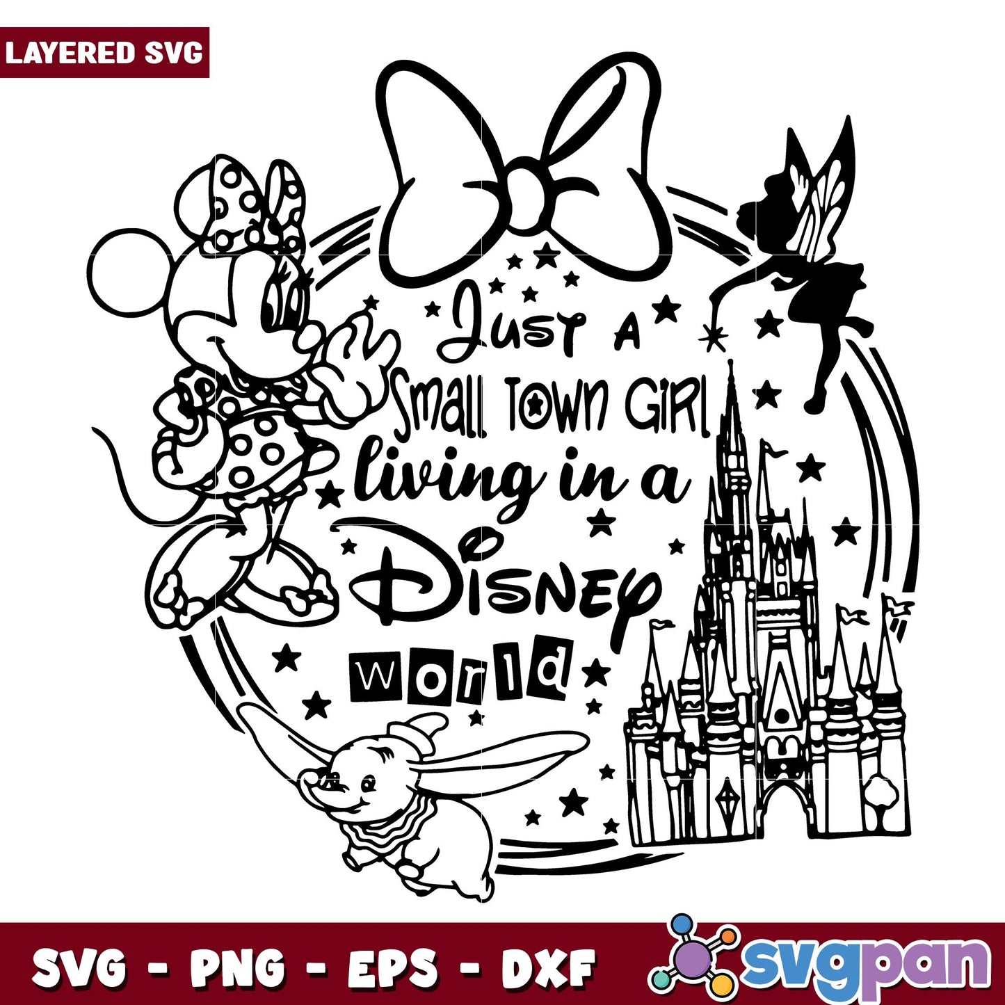 Just a small town girl living in a disney world svg, Disney characters svg, Digital Download