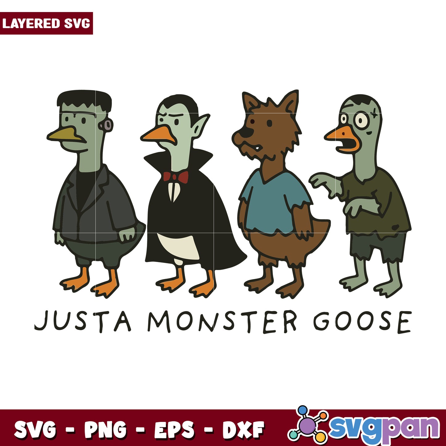 Just a monster goose svg, spooky season svg, halloween vacation svg