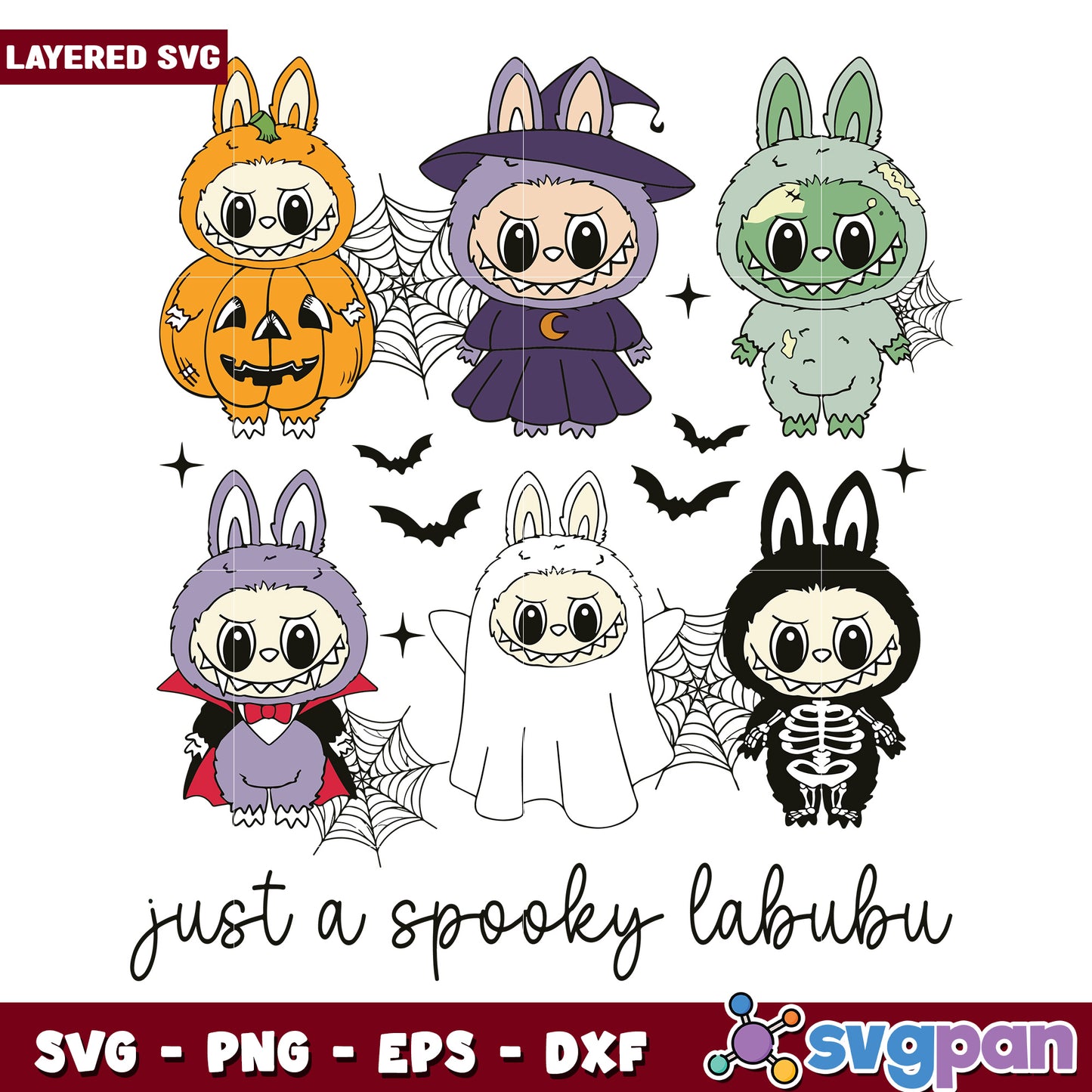Just a spooky labubu svg, halloween cartoons svg, spirit halloween svg
