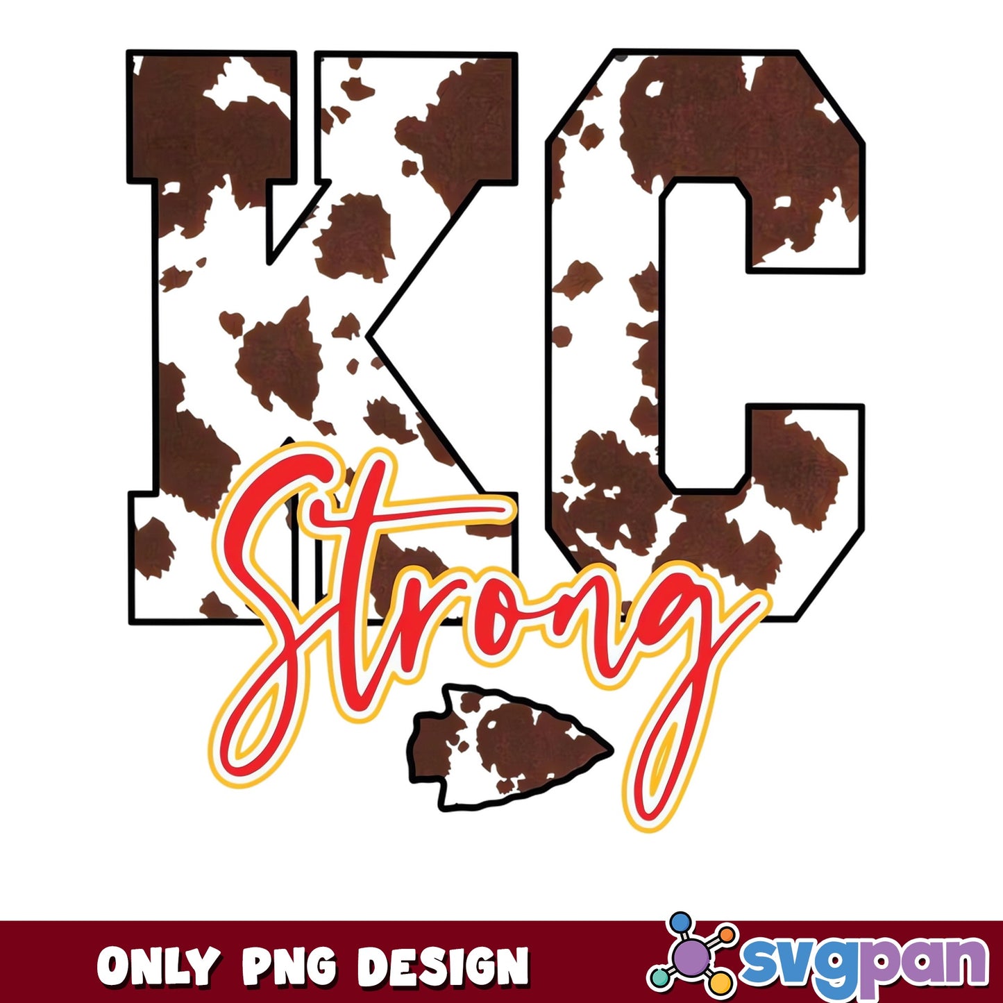 KC Strong Cow Print PNG, Kansas City Football PNG, Chiefs PNG