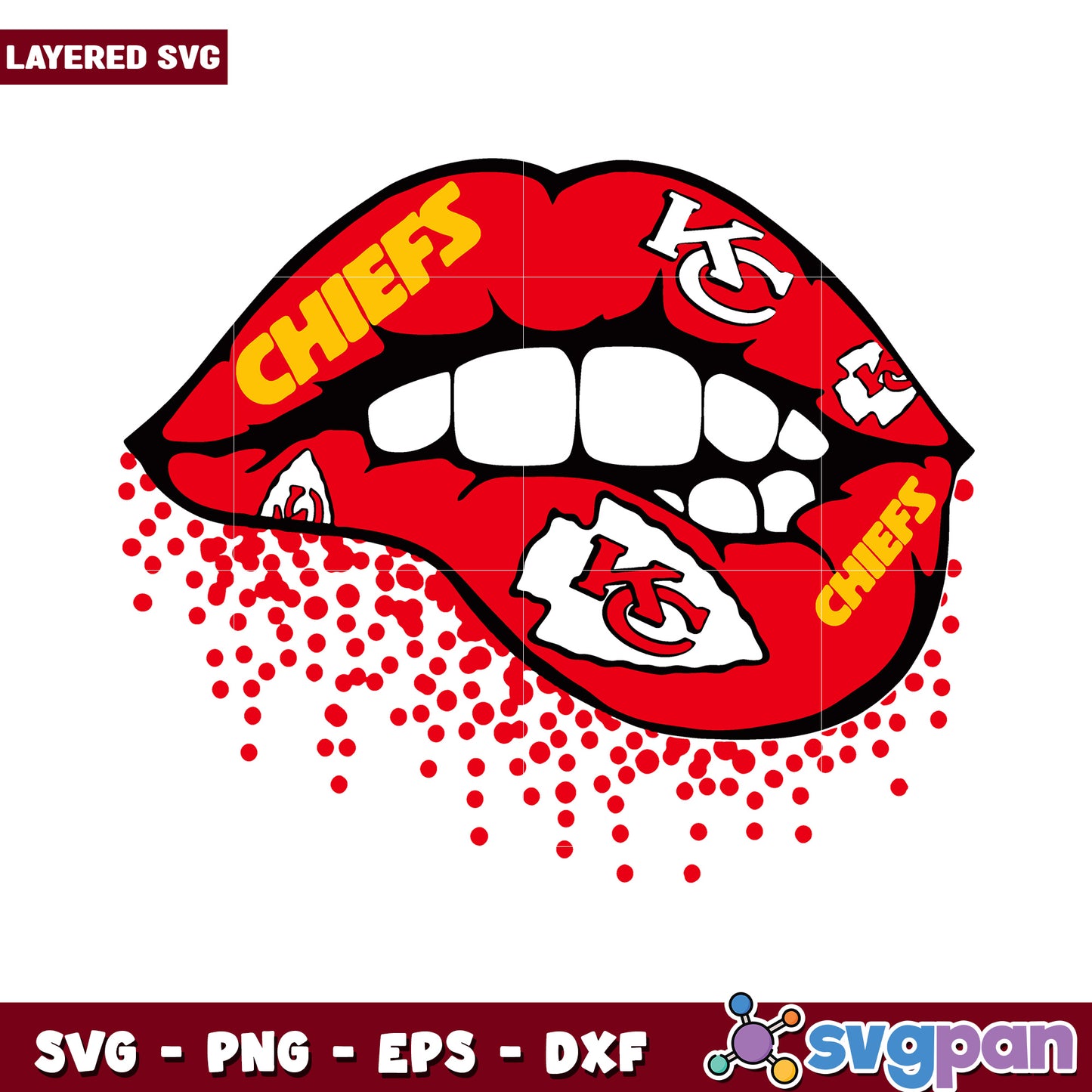 Kansas City Chiefs Lip SVG Design, perfect for sports enthusiasts