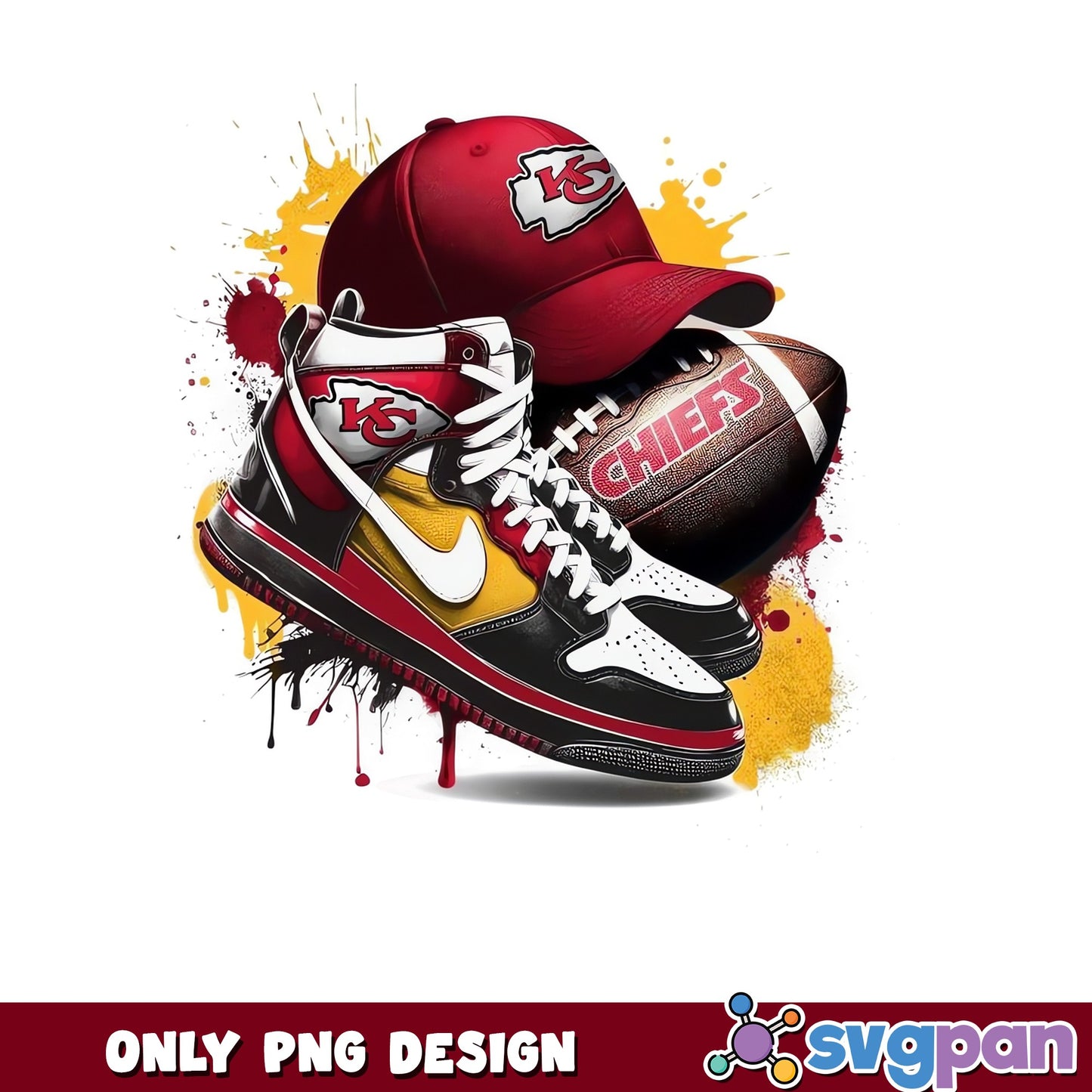 Kansas City Chiefs Sneaker PNG, KC Chiefs Football PNG, NFL PNG