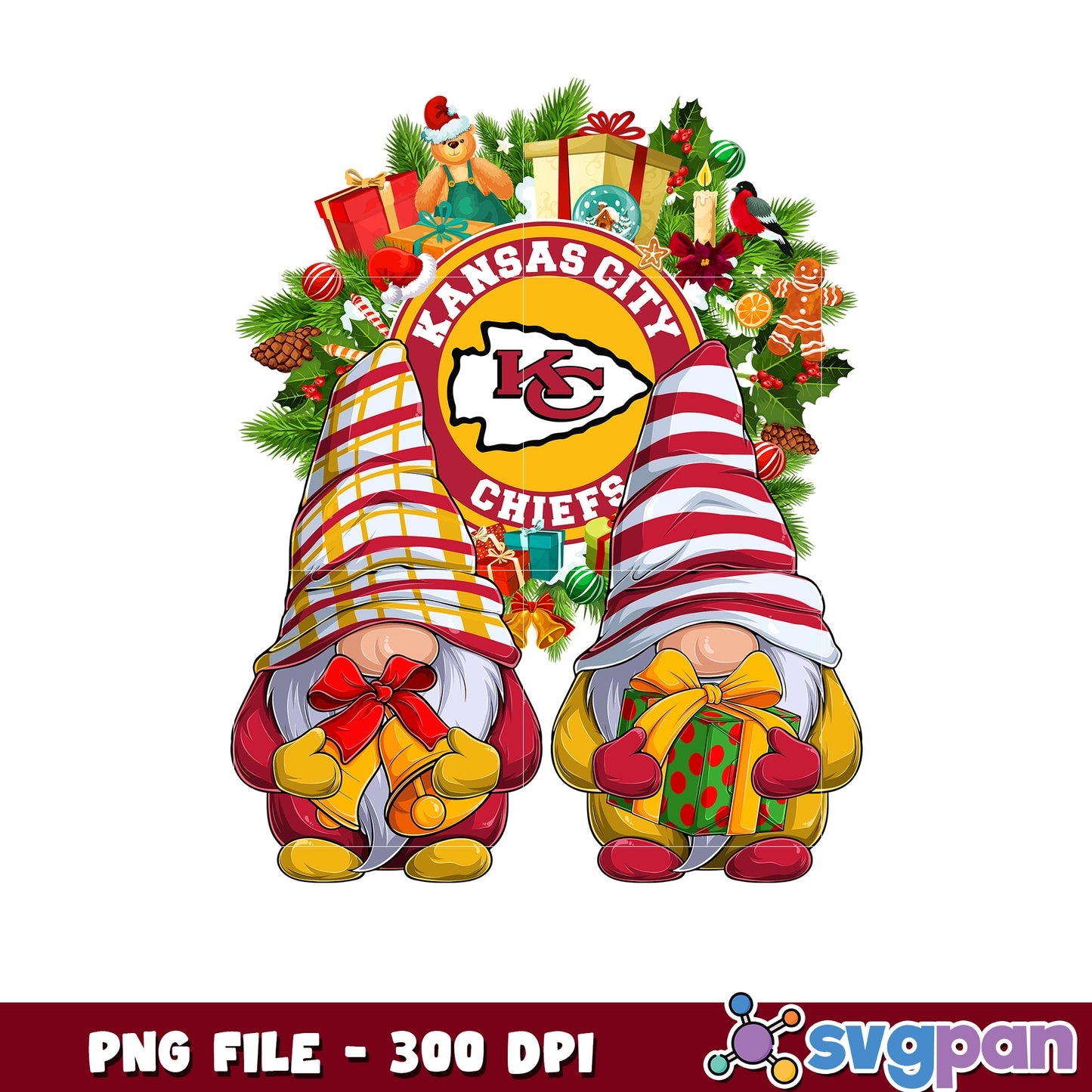 Kansas city chiefs christmas png, list of nfl teams png, chrismas gnome png