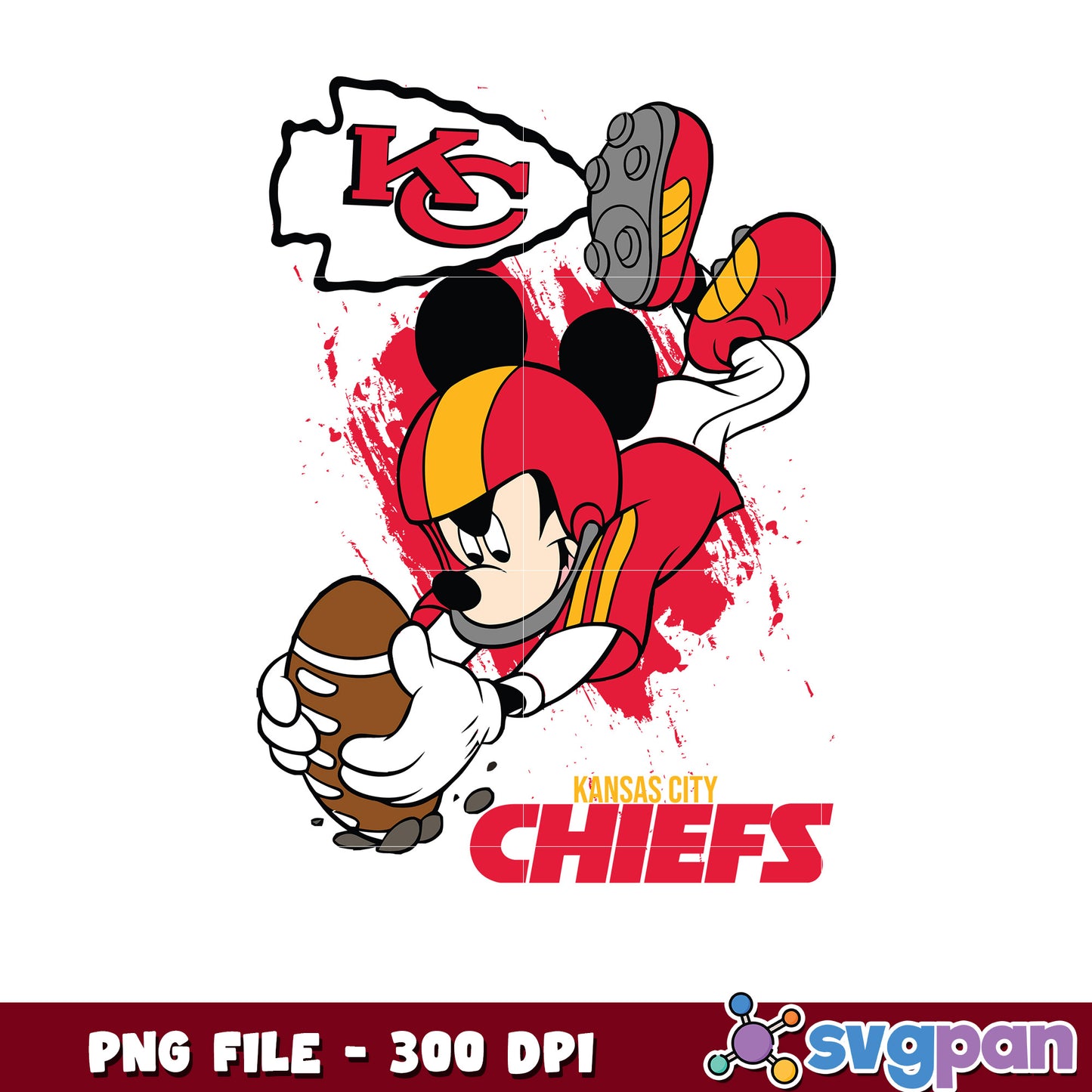 Kansas city chiefs mickey mouse helmet design png, nfl chiefs png, kansas city football png