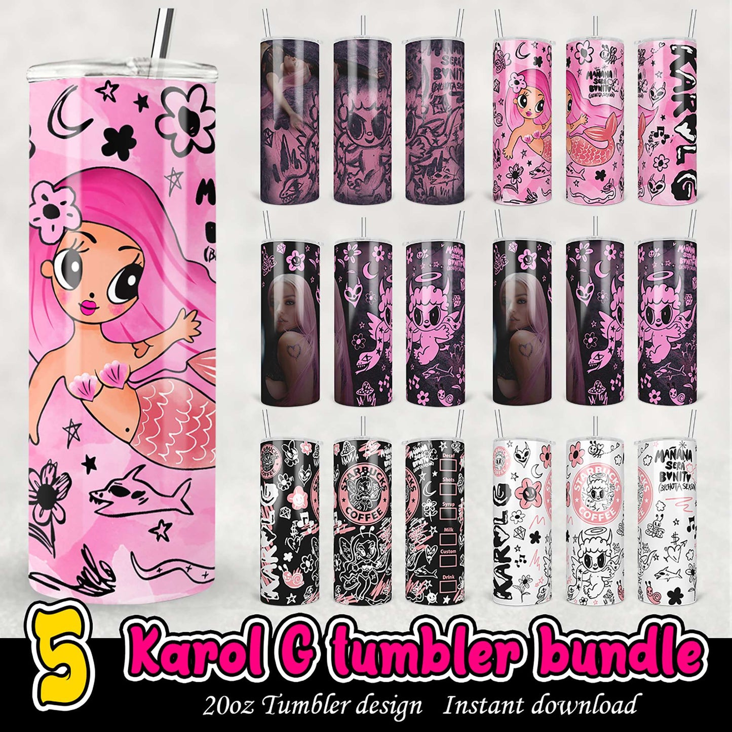 Karol G Tumbler Bundle 20oz PNG Designs