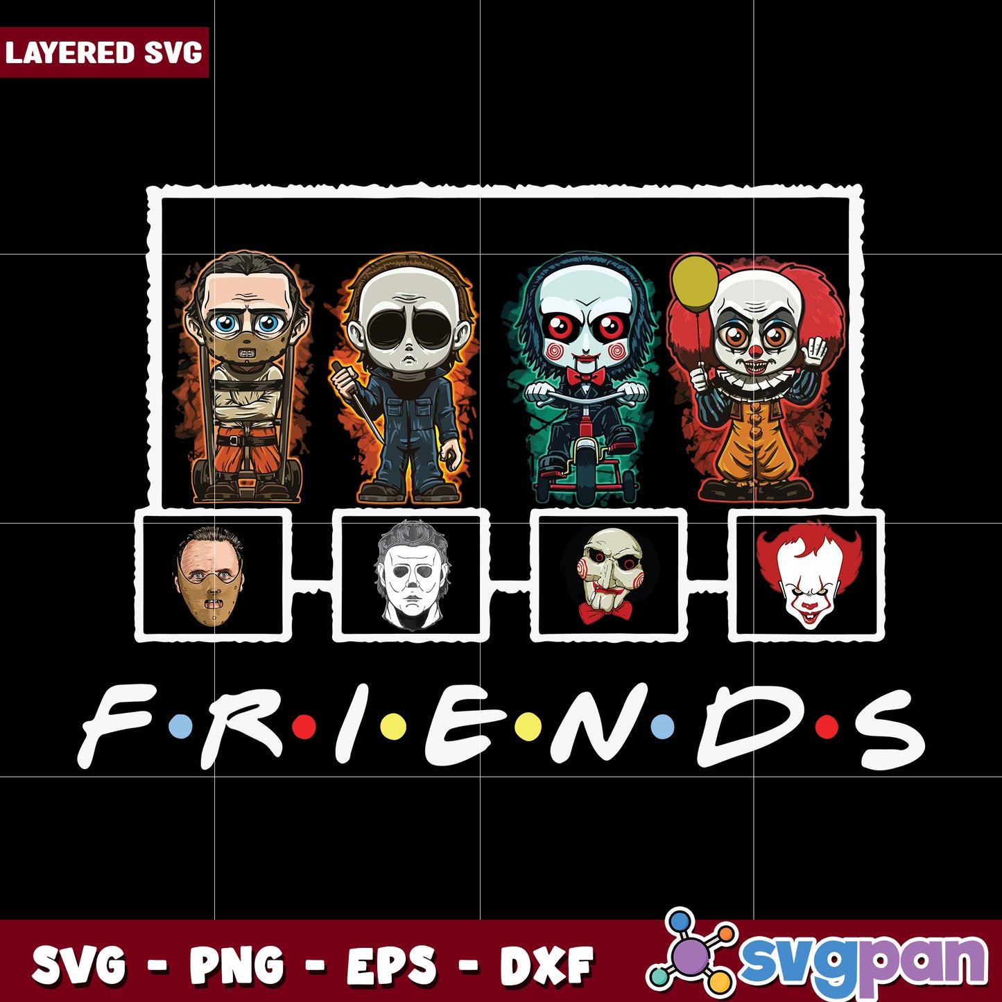 Killers friends halloween svg, funny halloween svg, spooky characters svg