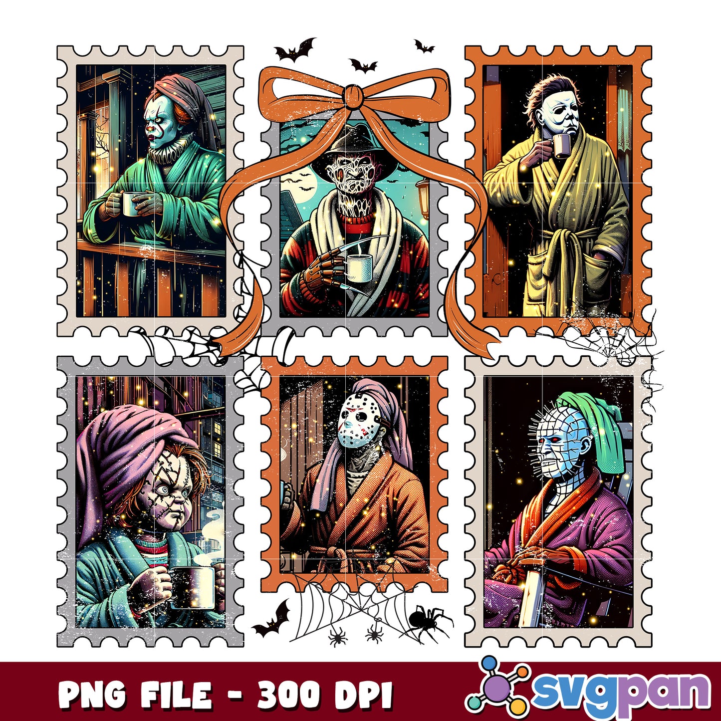 Killers in home png, halloween candy png, trick or treat png