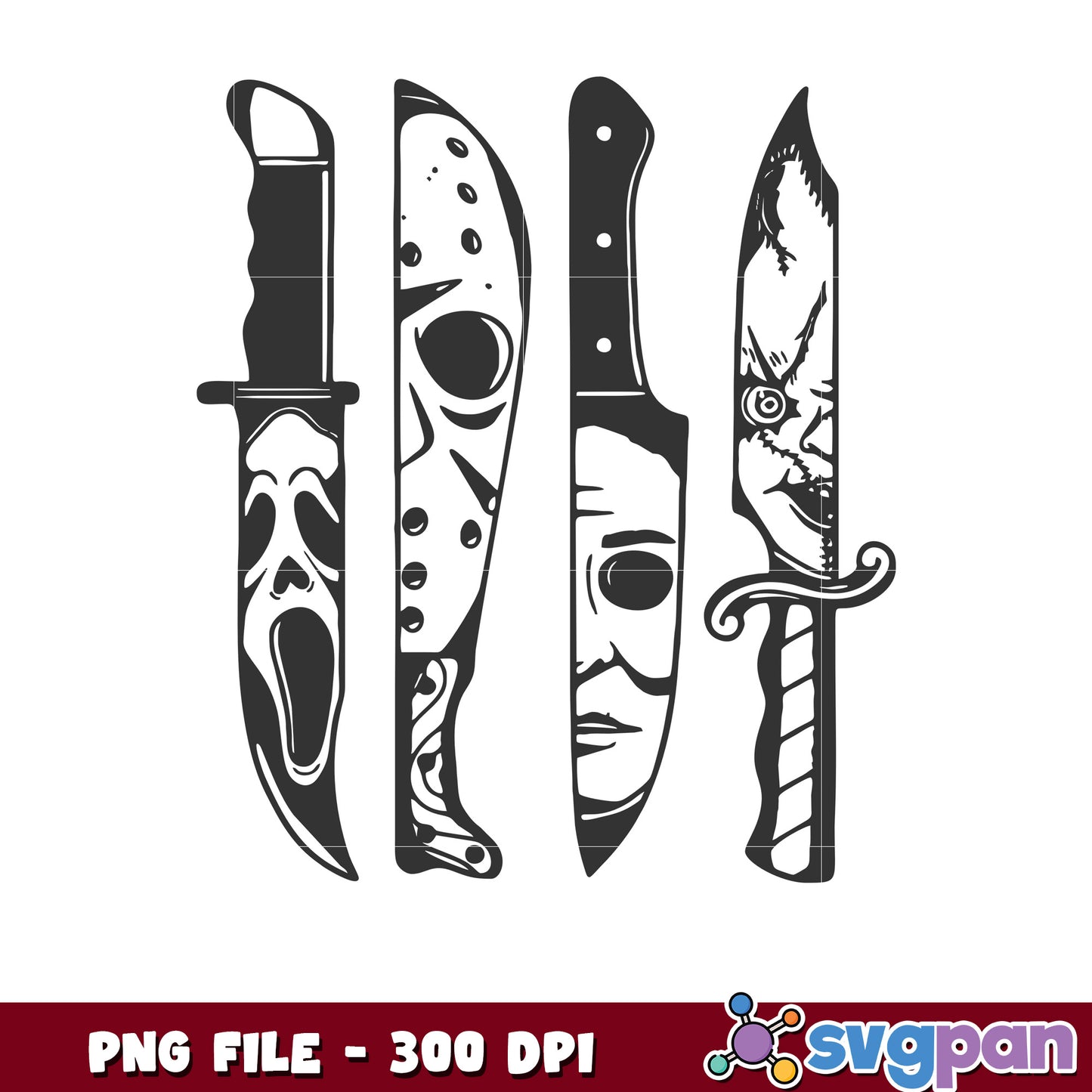 Killers kinfe design png, halloween cookies png, halloween horror nights png