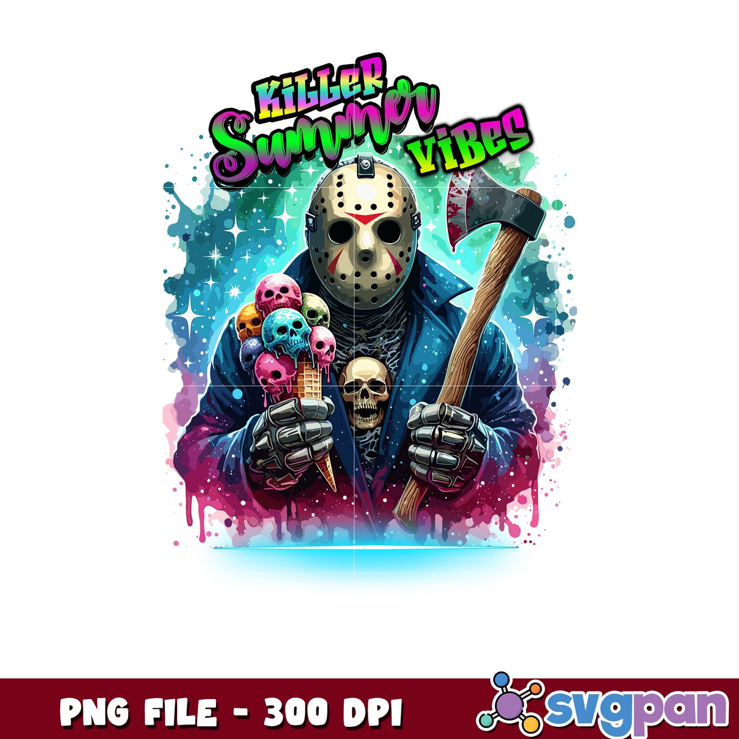 Killer summer vibes png, spooky season png, halloween pajamas png
