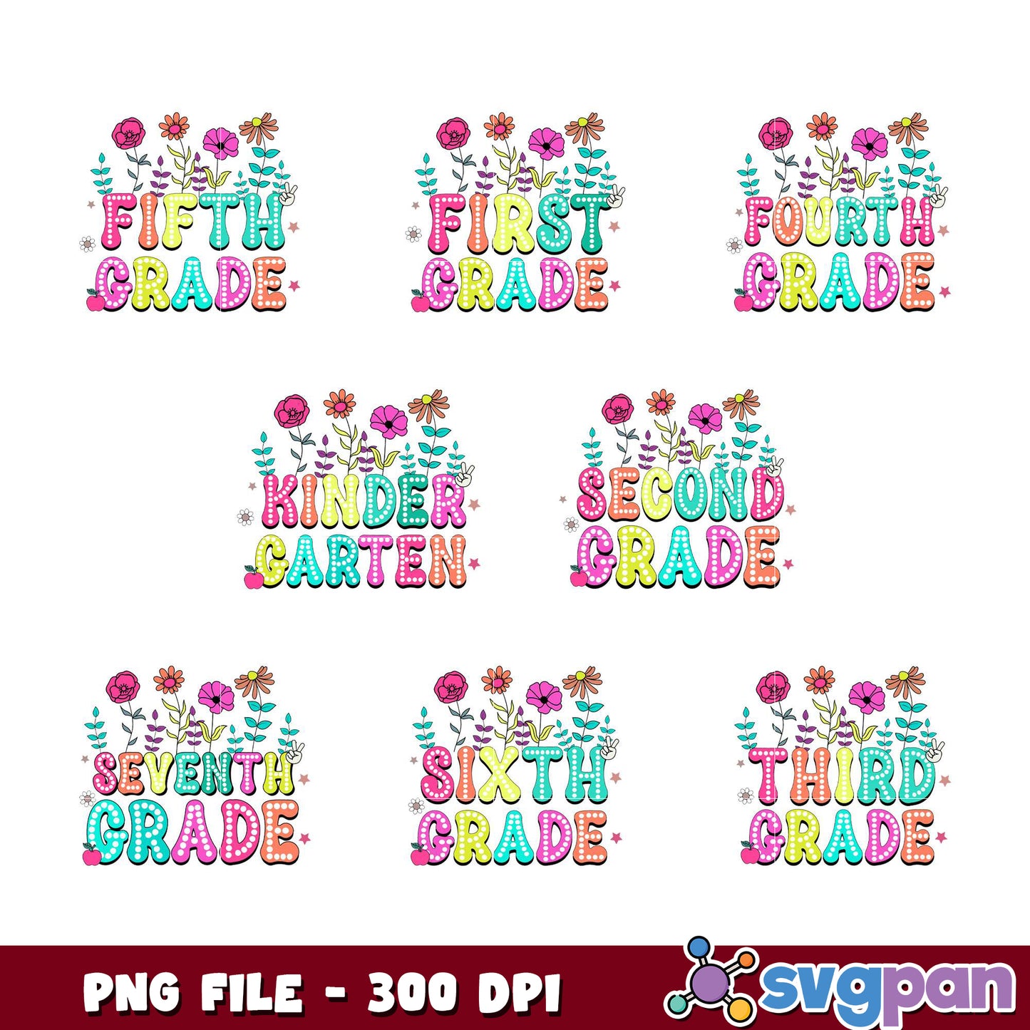 Kindergarten to 7th Grade PNG Bundle