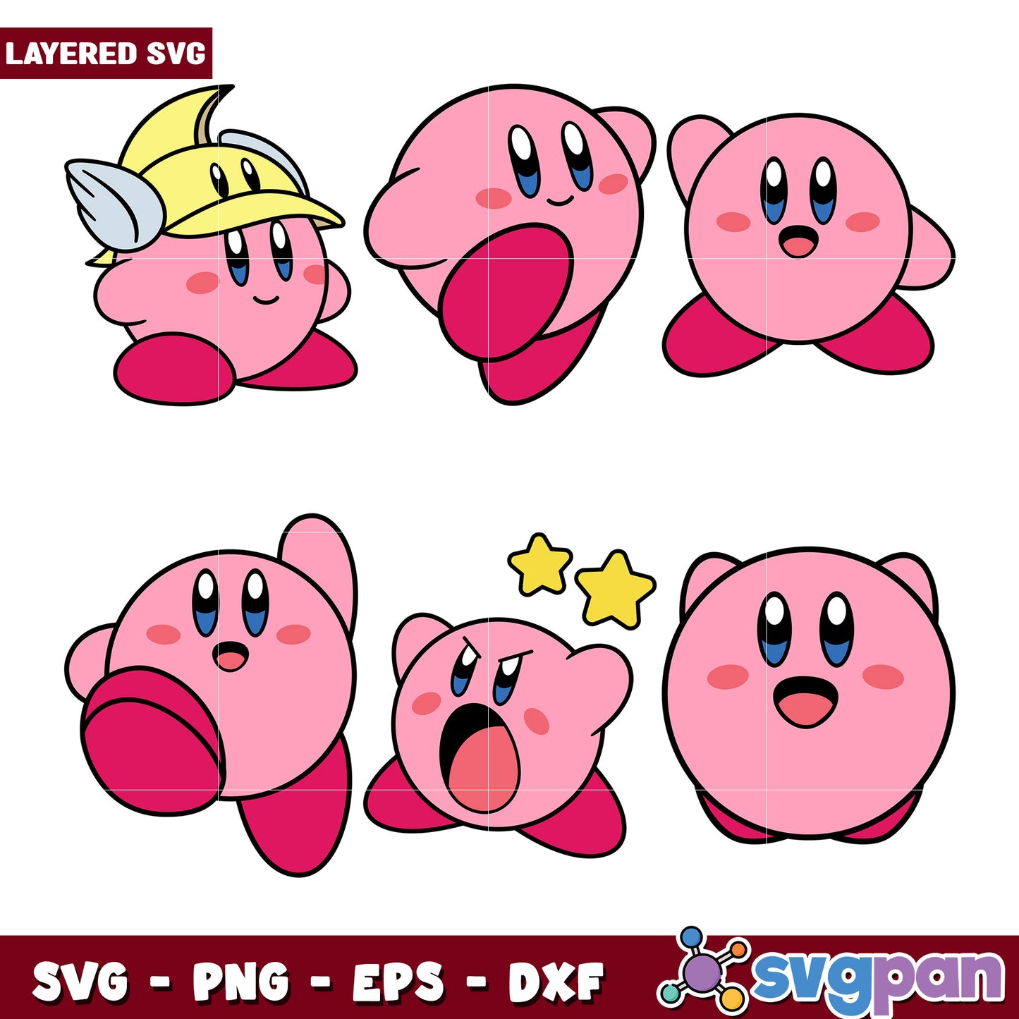 Kirby SVG Bundle Layered Cut Files