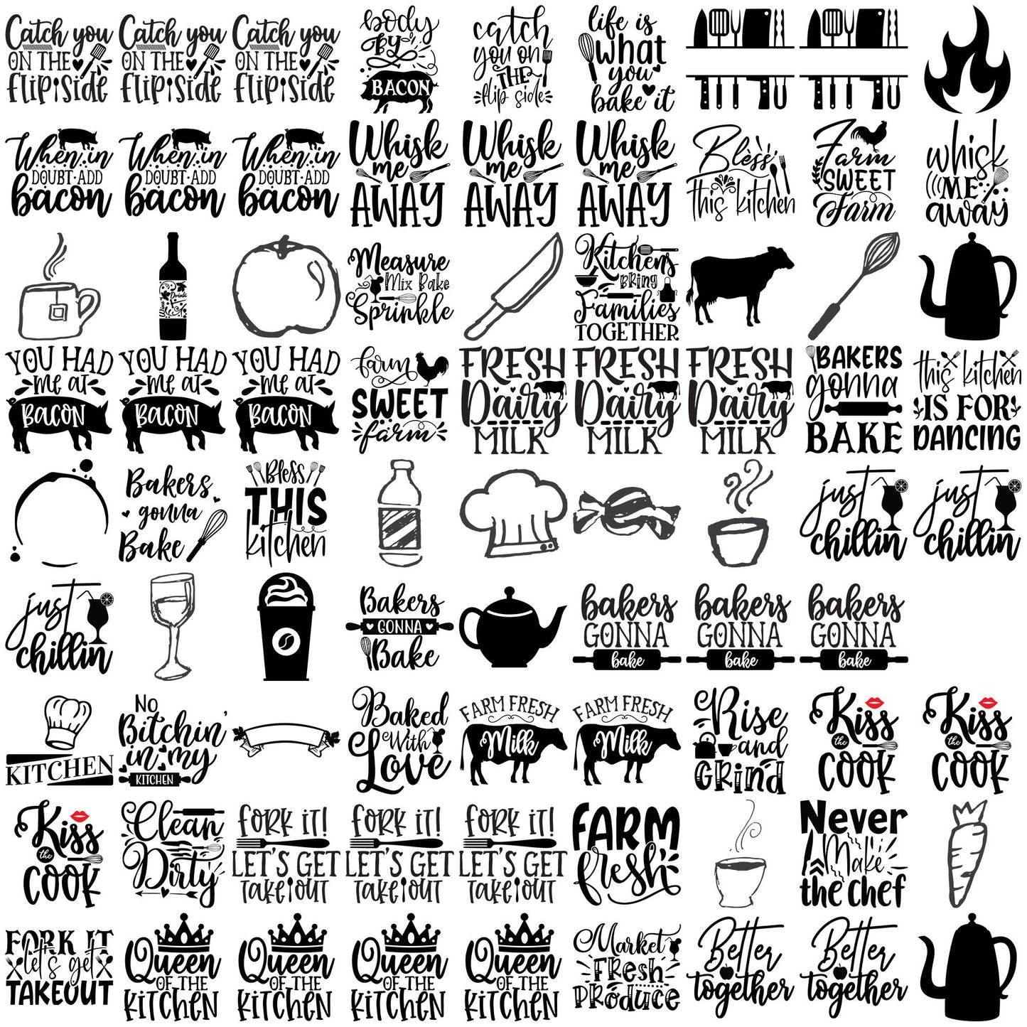 Kitchen stuff svg bundle, emoji kitchen svg, kitchen table svg