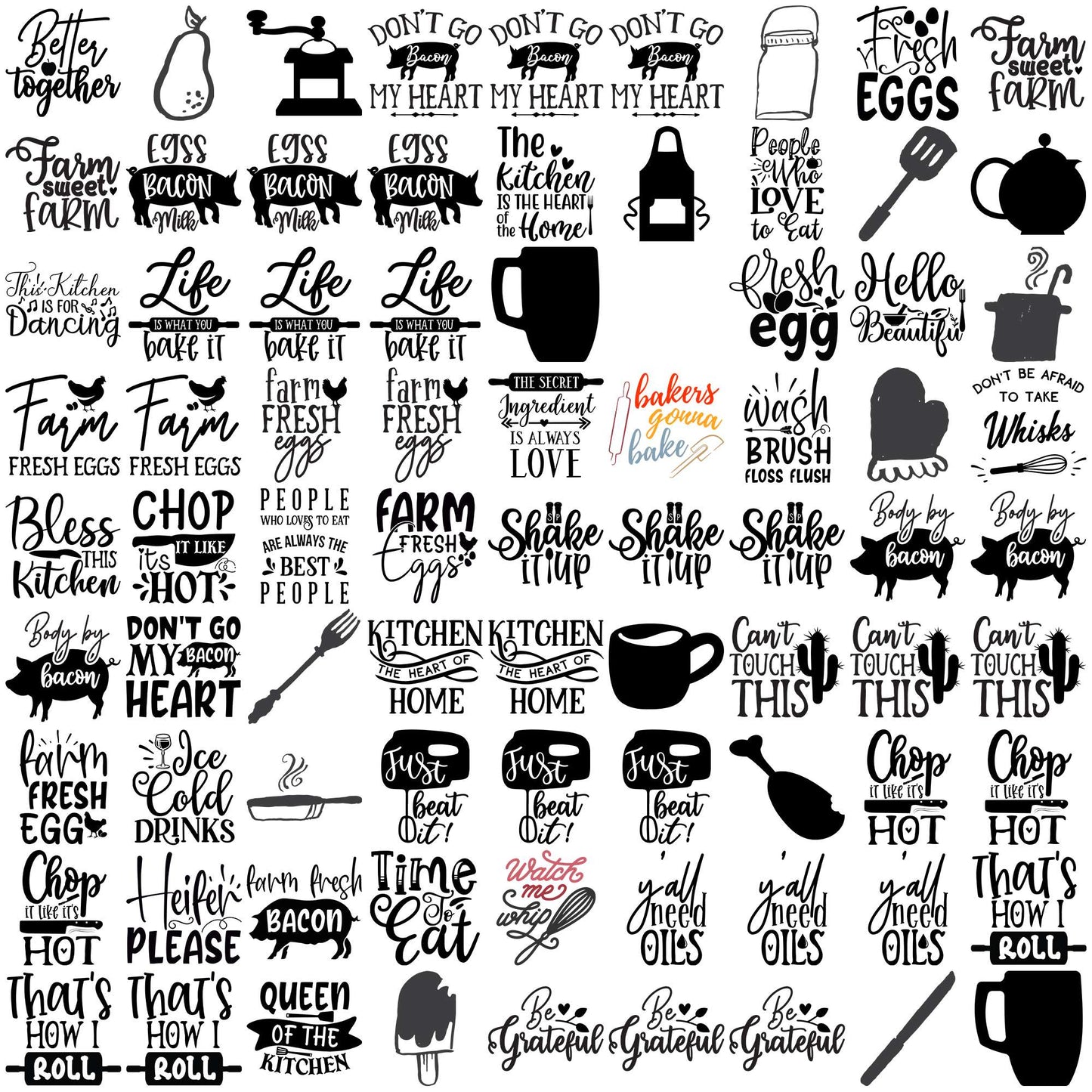 Kitchen stuff svg bundle, emoji kitchen svg, kitchen table svg