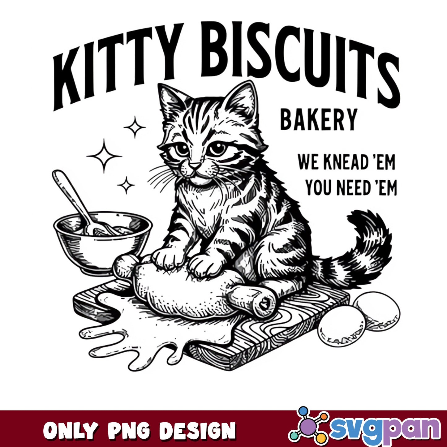 Kitty Biscuits Bakery Cat PNG, Funny Cat Baking PNG, Cat Lover PNG