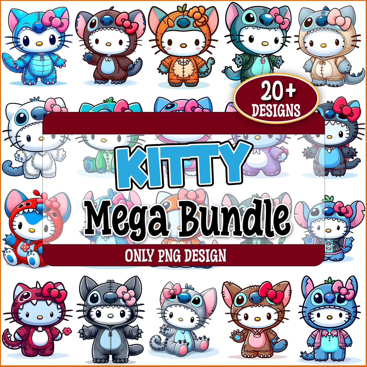 Kitty x stitch png bundle