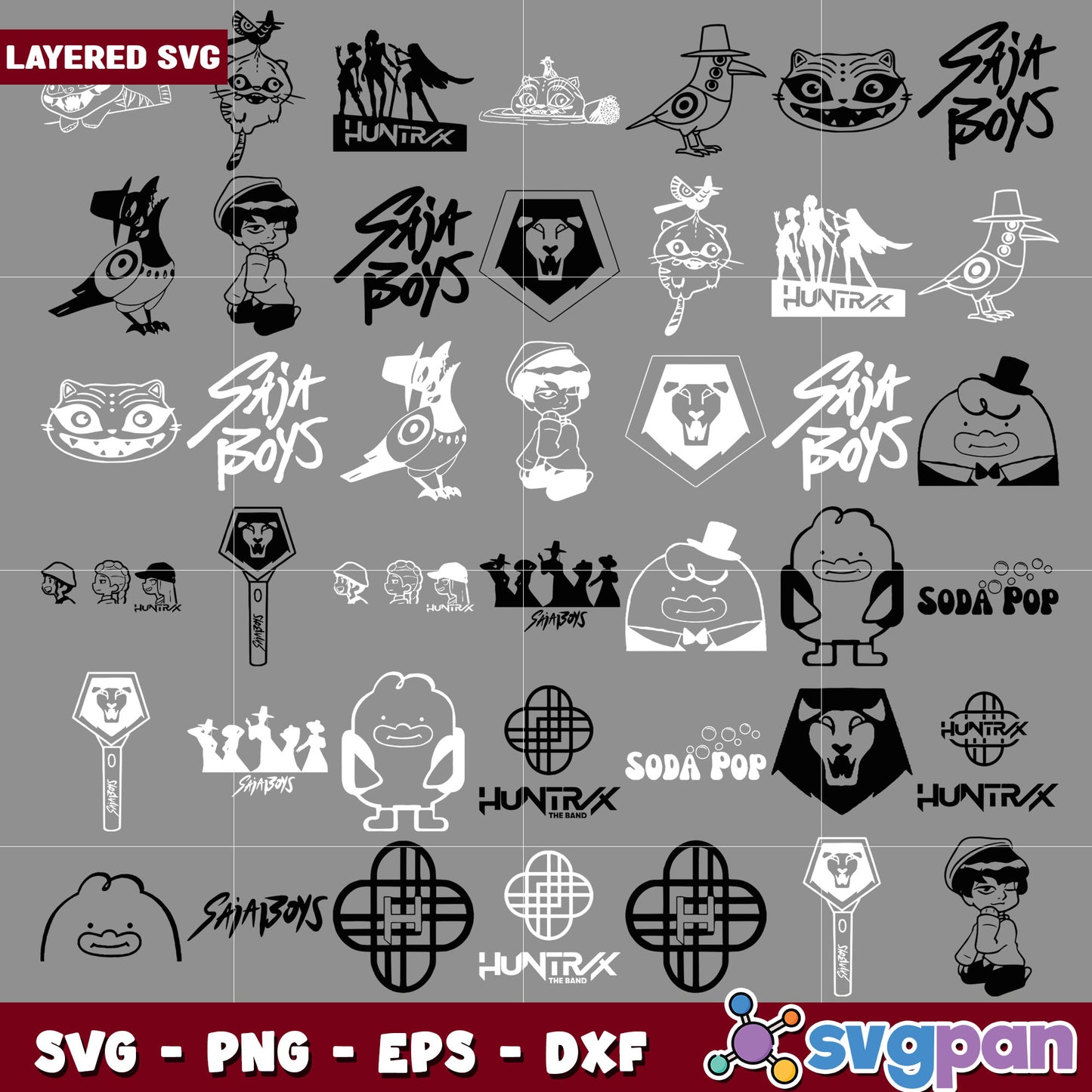 Kpop hunters sketches svg bundle, kpop demon hunters svg, huntrix movie svg