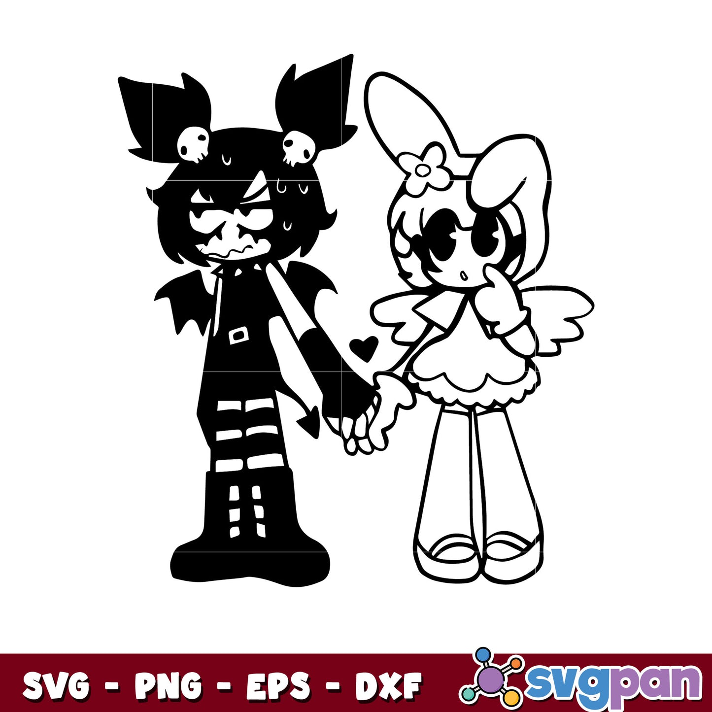 Kuromi and melody couple svg, my melody and kuromi svg