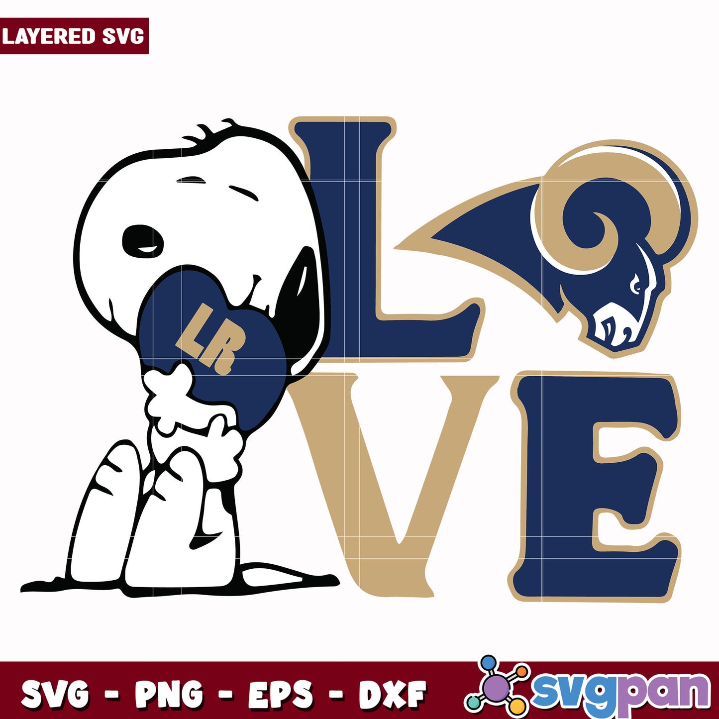 LA rams snoopy love svg, nfl jerseys svg, nfl mvp svg